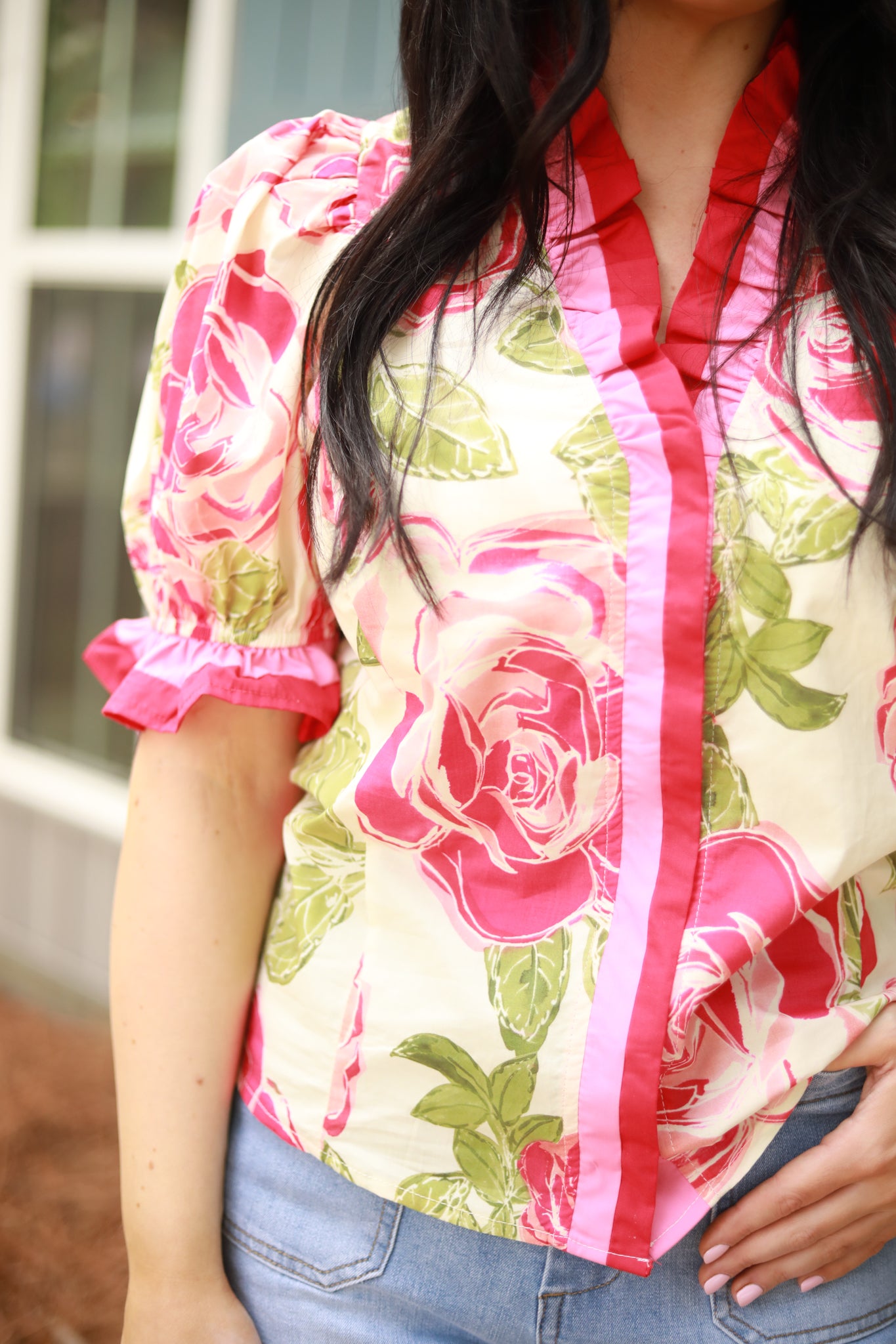 Rose Leaf Print Top