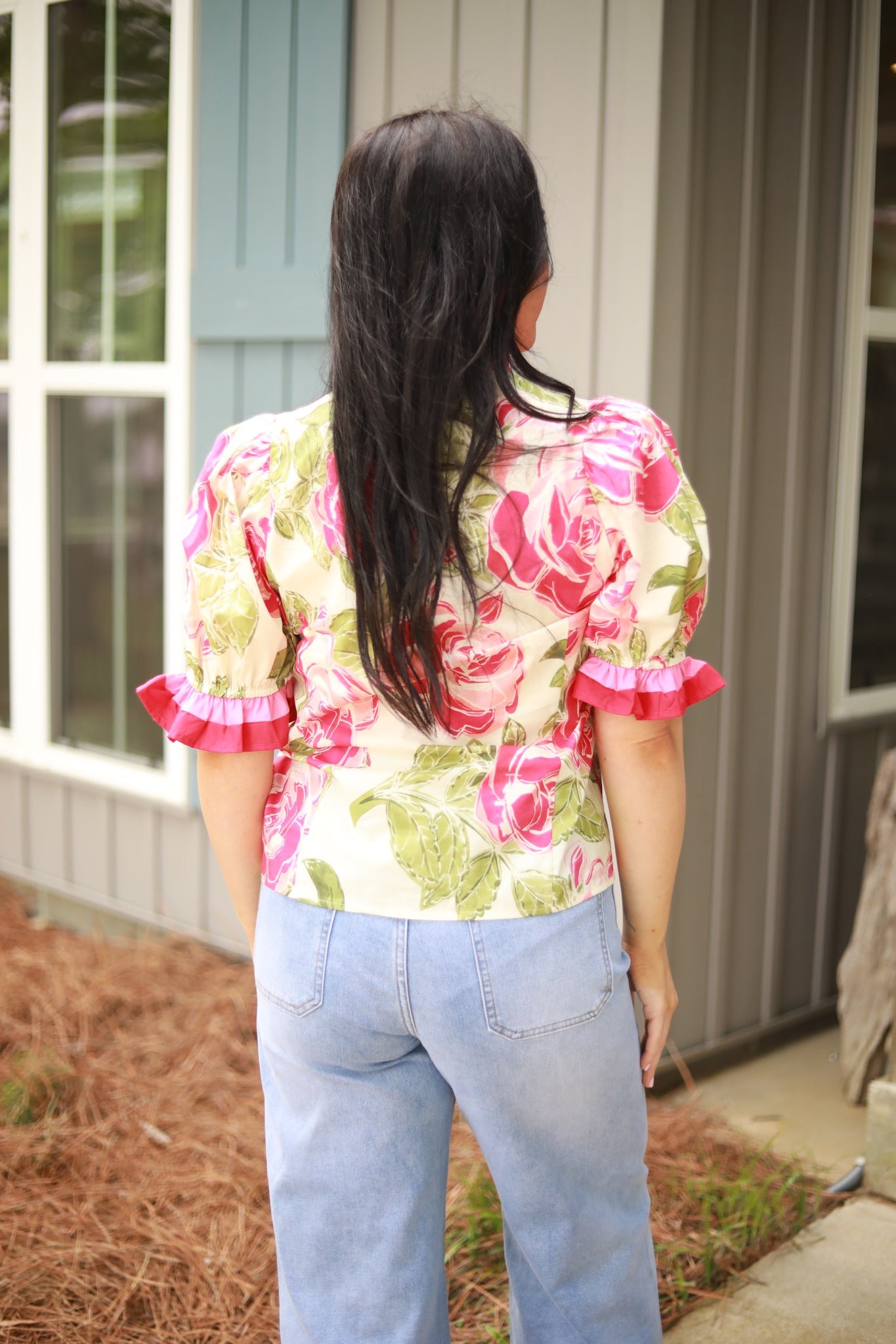 Rose Leaf Print Top