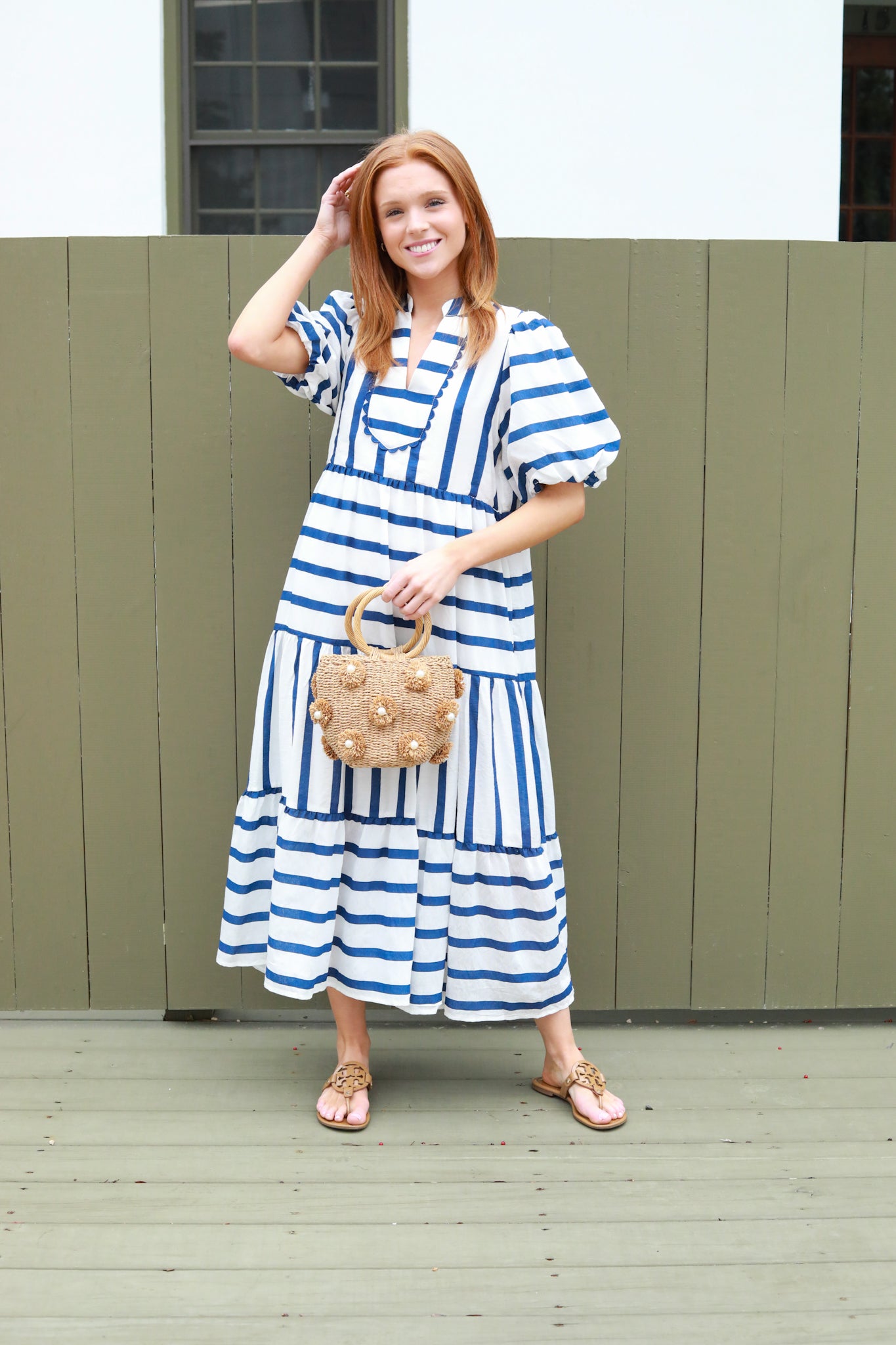 Stripe Tiered Midi Dress