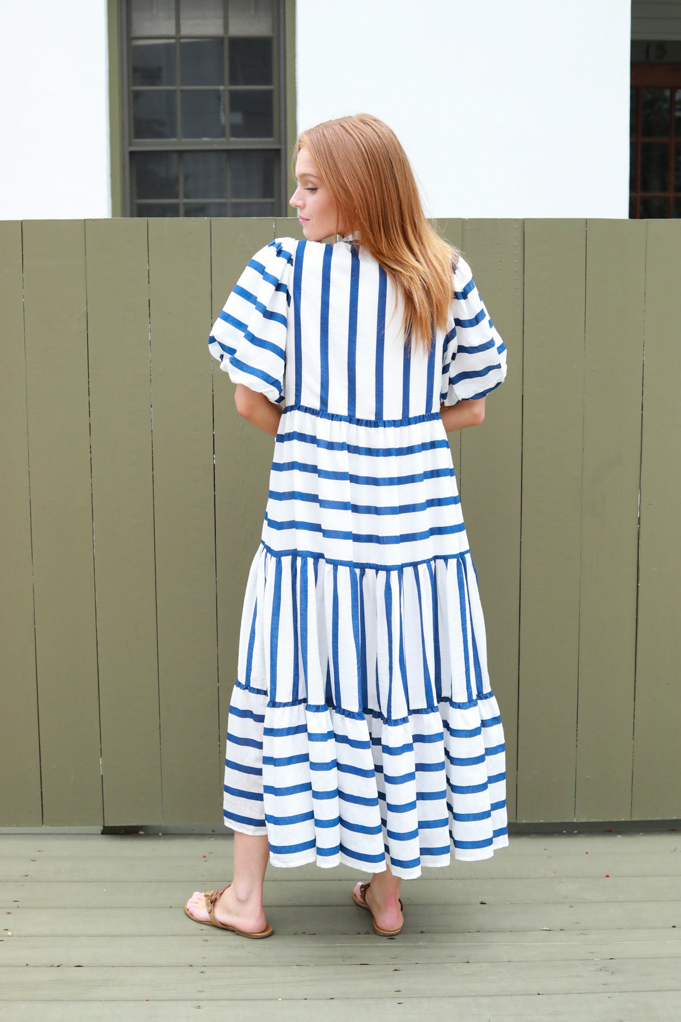 Stripe Tiered Midi Dress