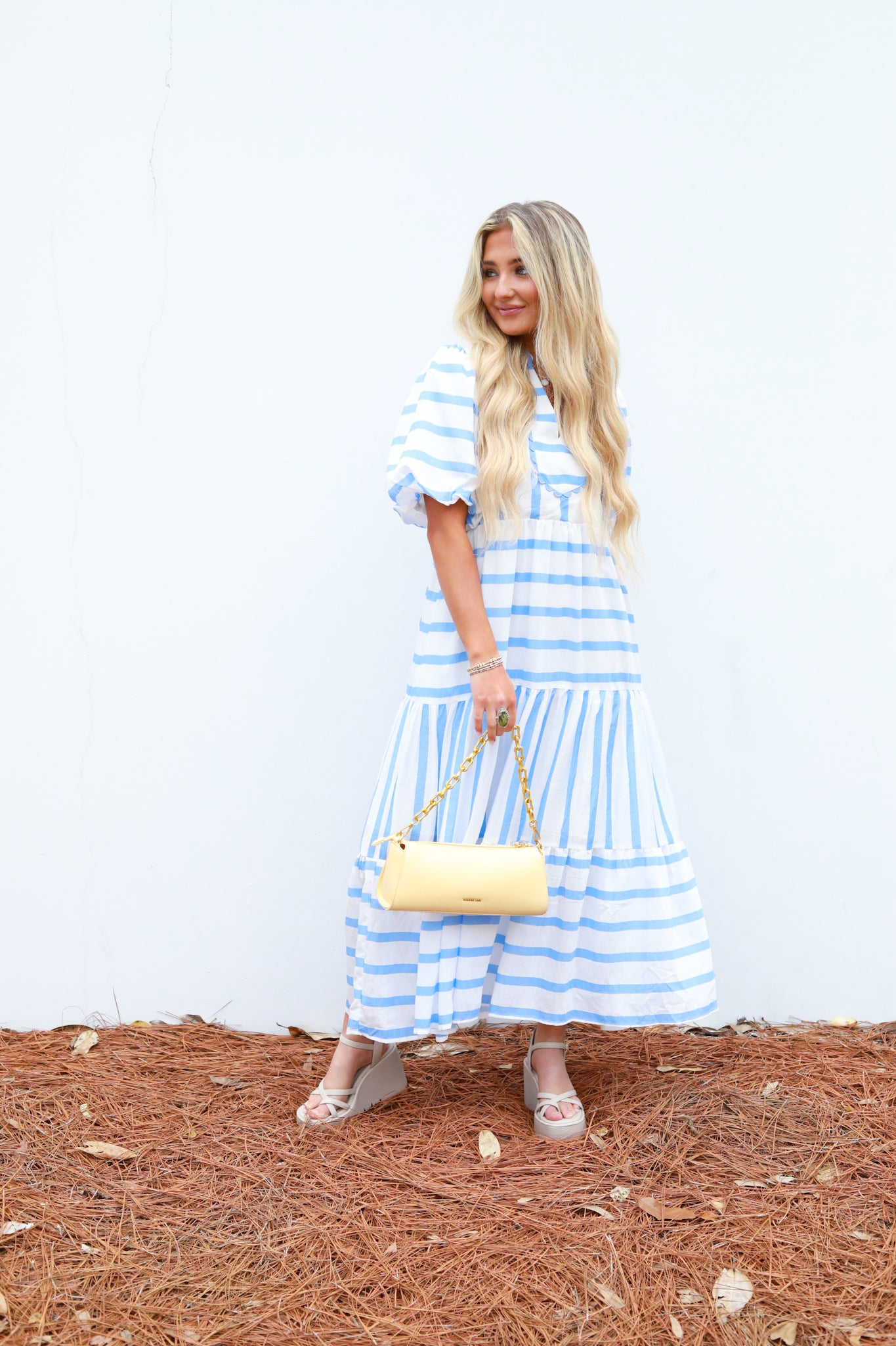 Stripe Tiered Midi Dress