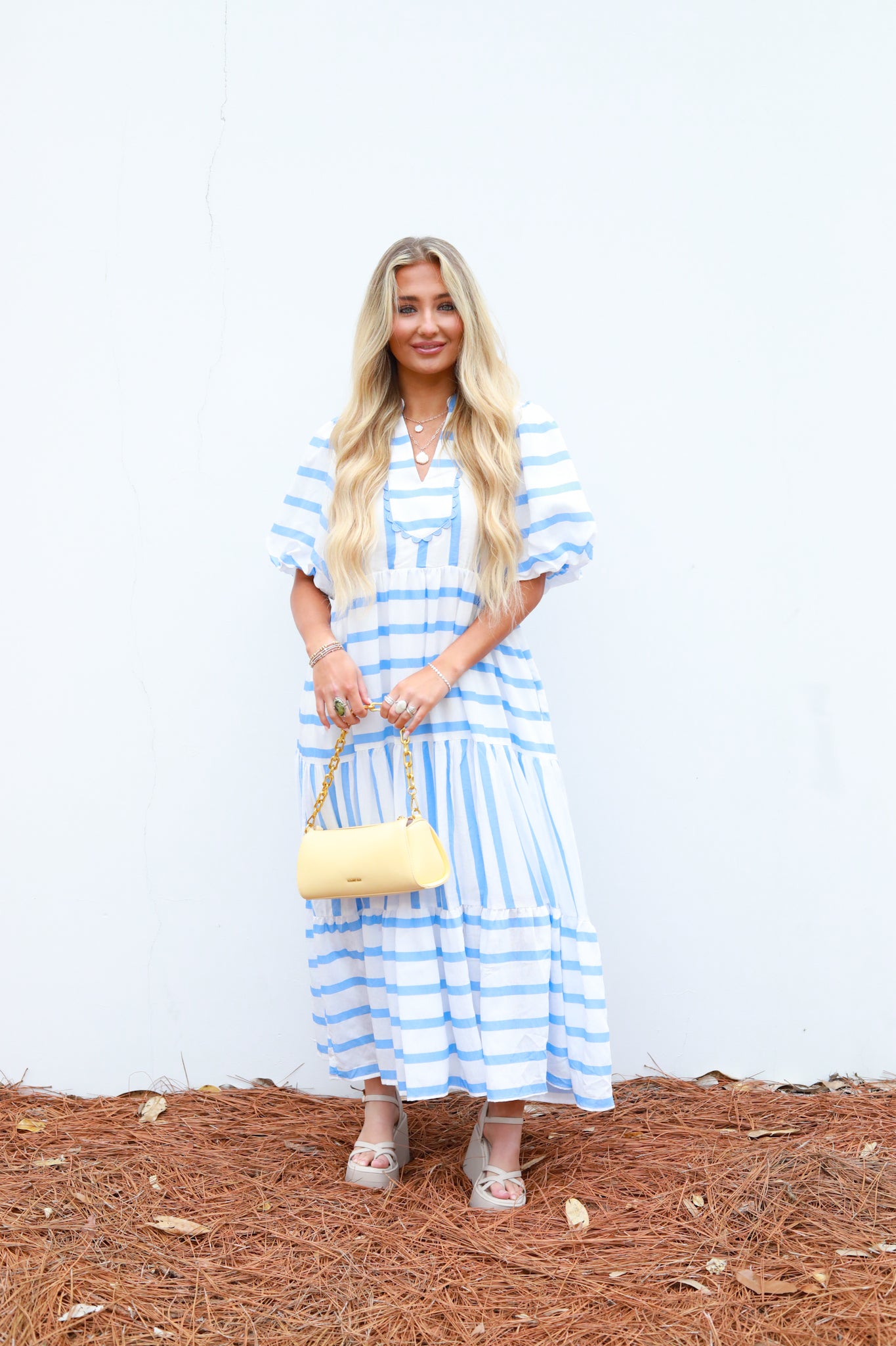 Stripe Tiered Midi Dress