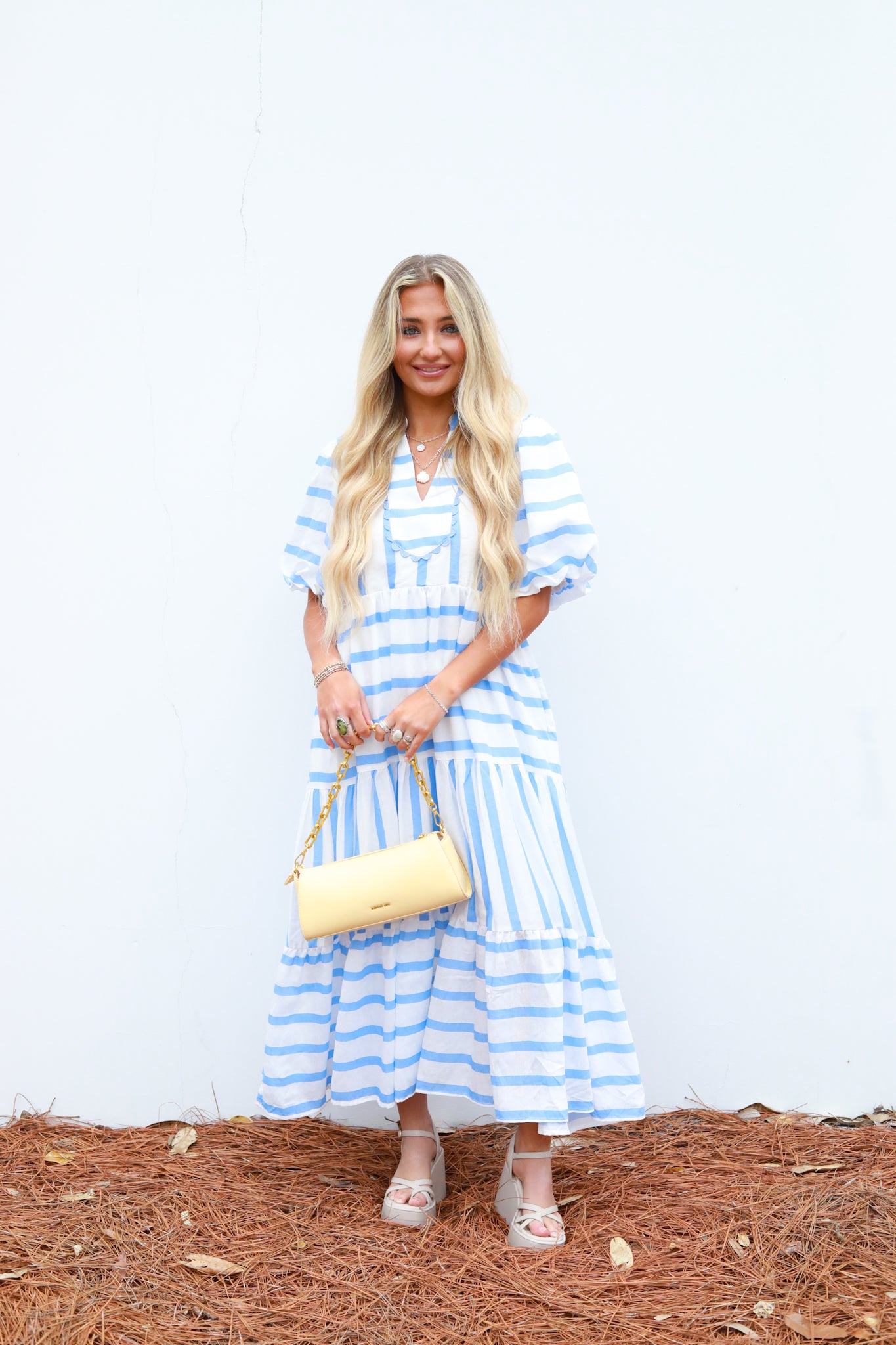 Stripe Tiered Midi Dress