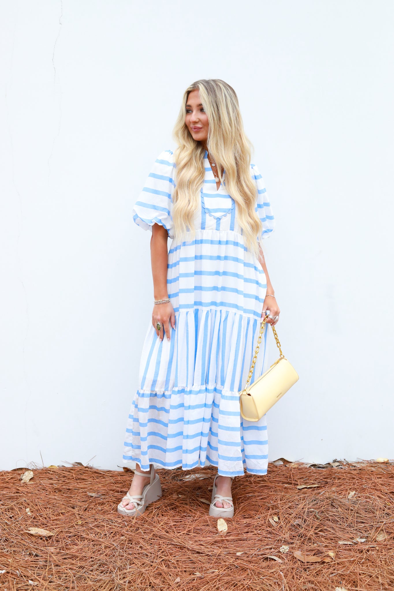 Stripe Tiered Midi Dress