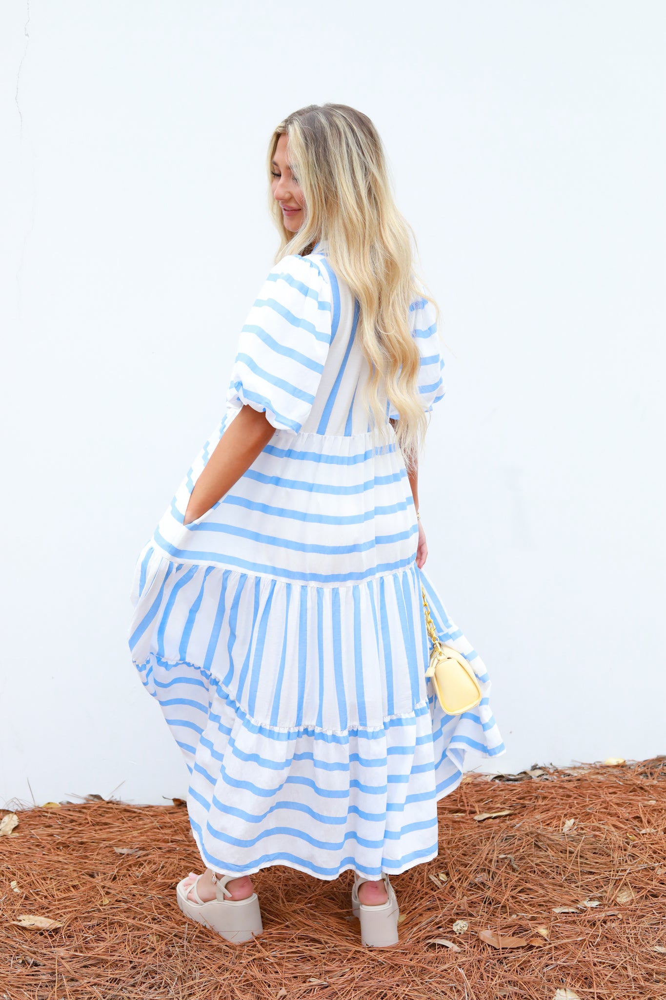 Stripe Tiered Midi Dress