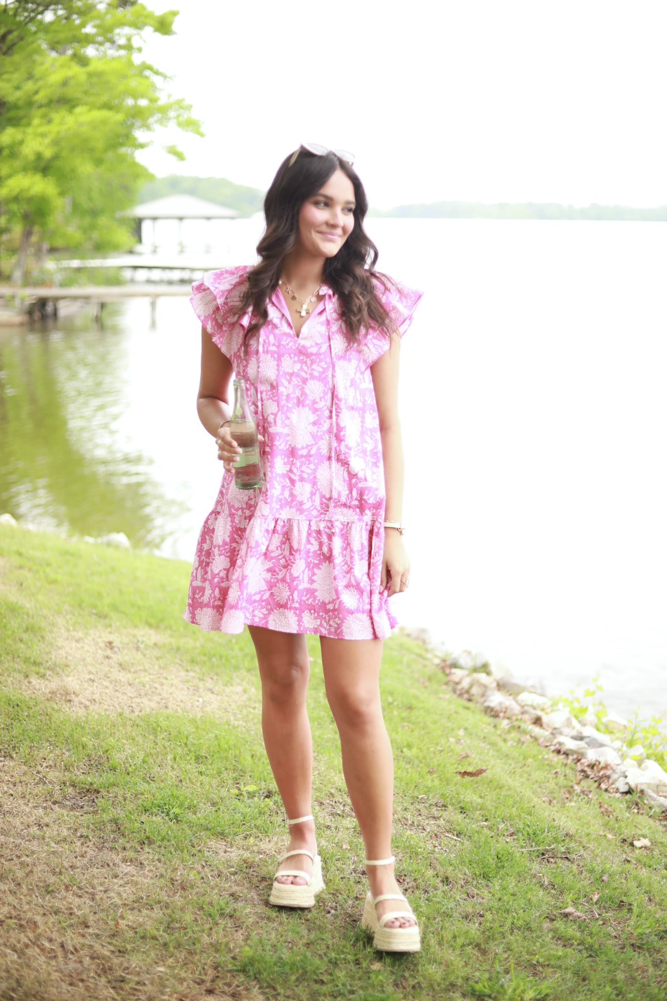 White Floral Ruffle Dress