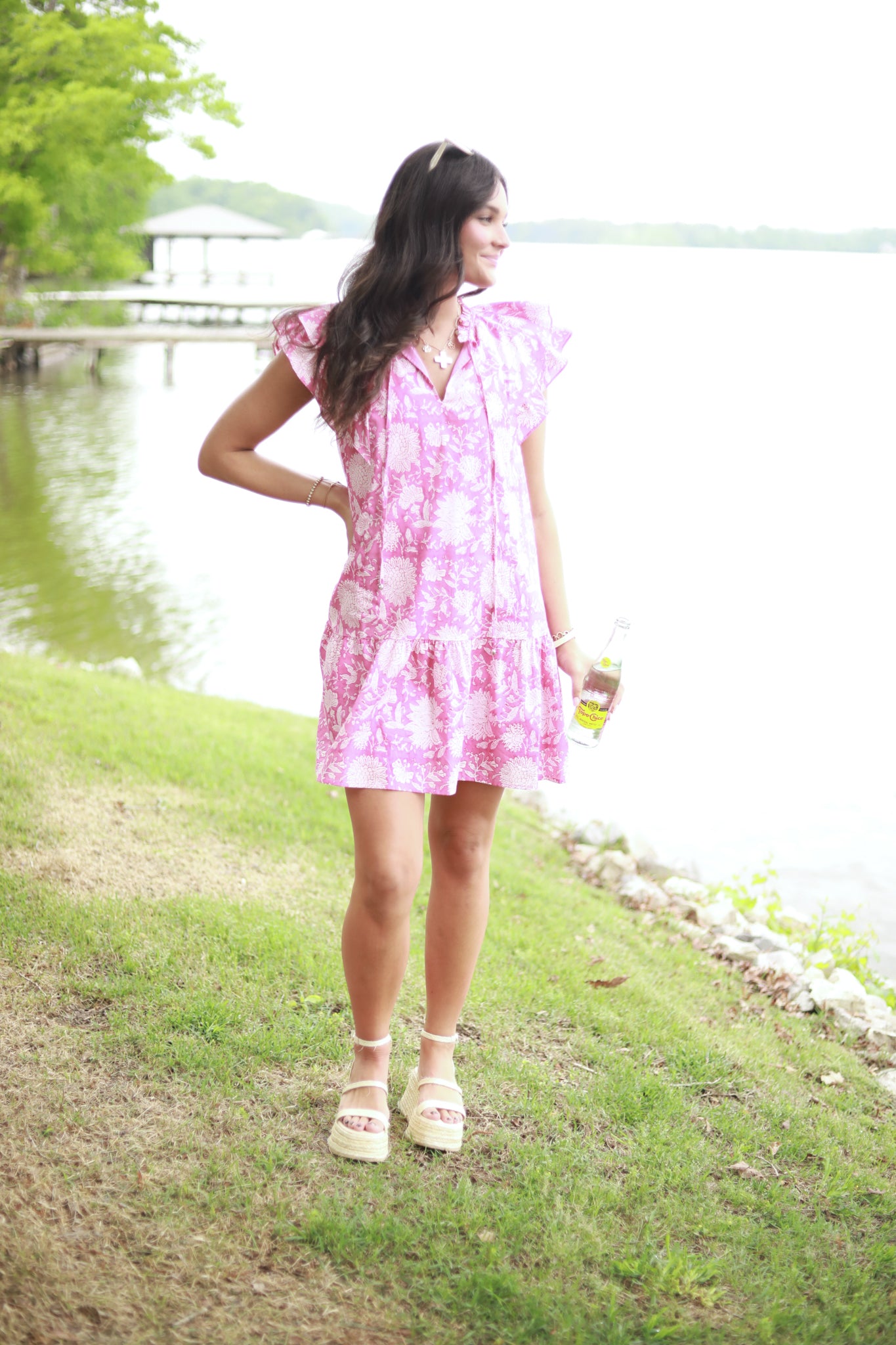 White Floral Ruffle Dress