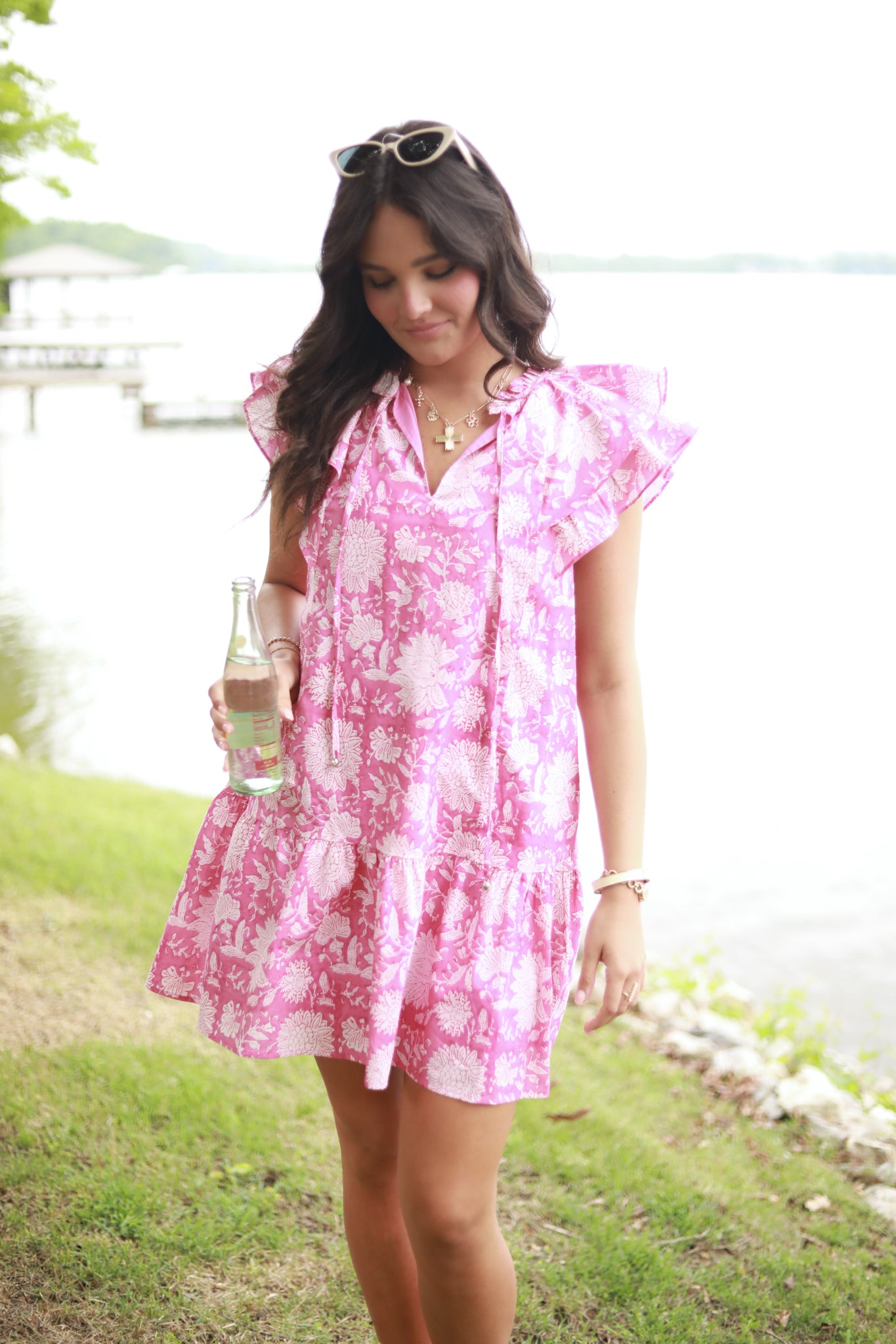 White Floral Ruffle Dress
