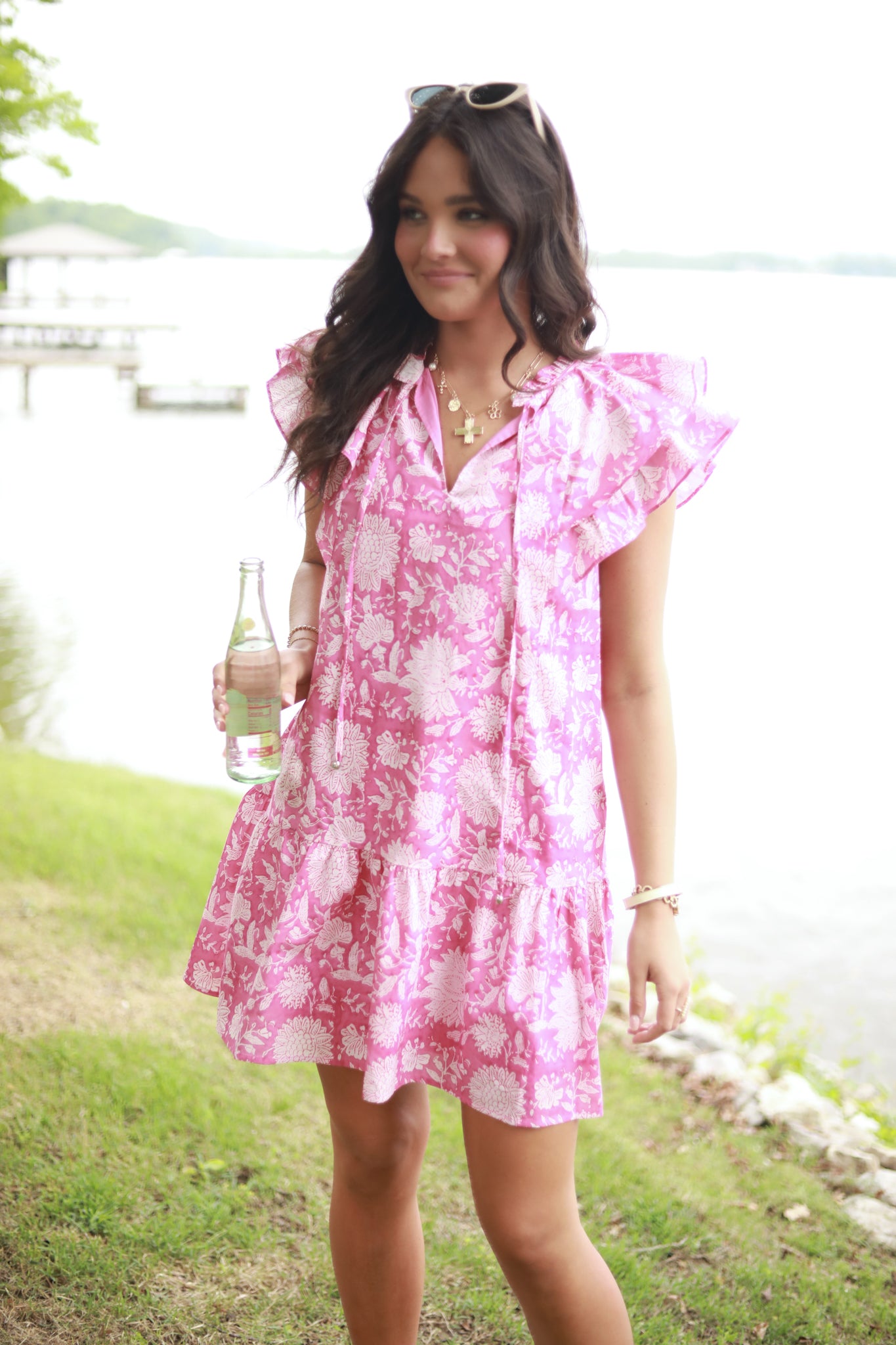 White Floral Ruffle Dress