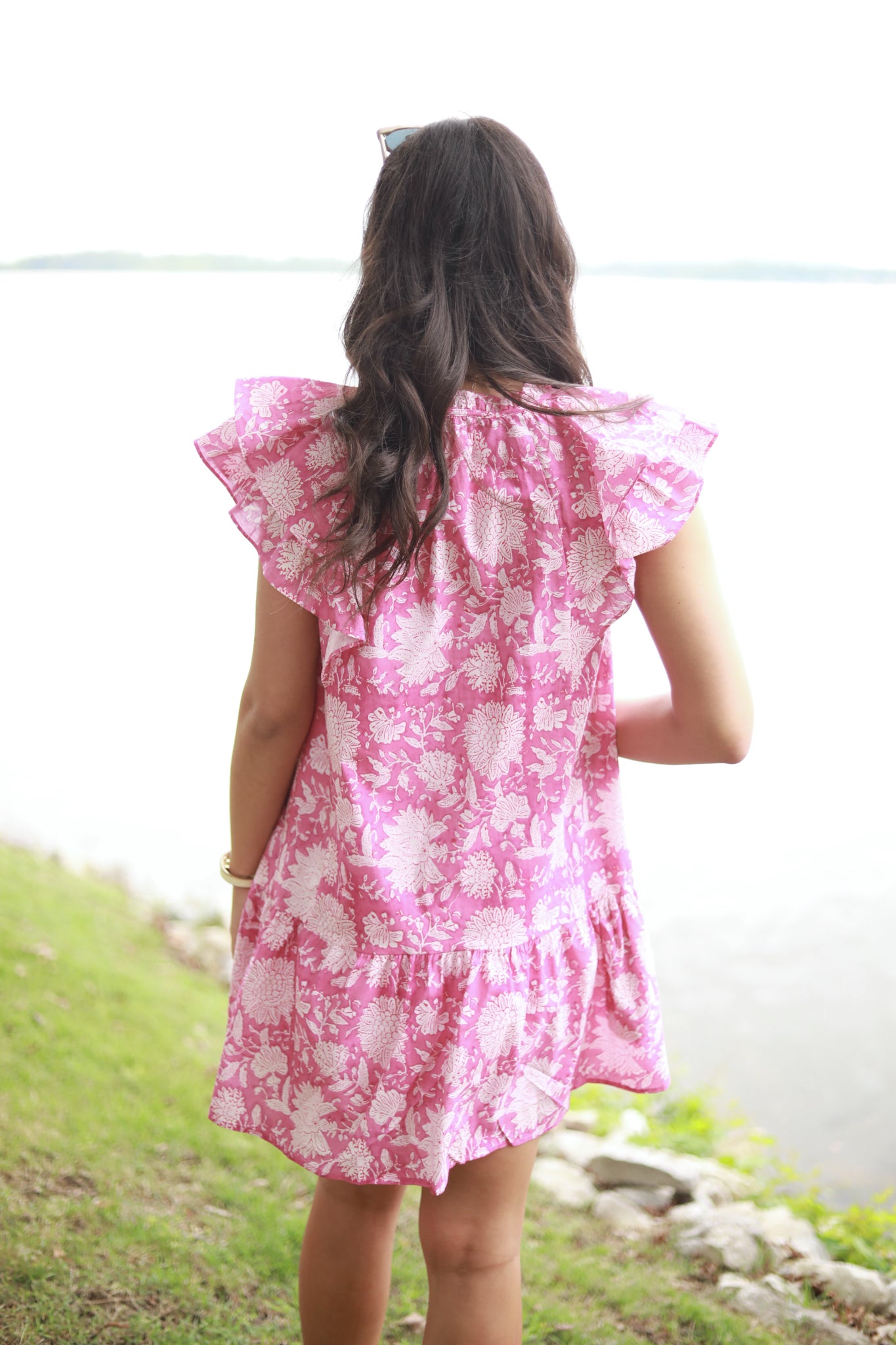 White Floral Ruffle Dress