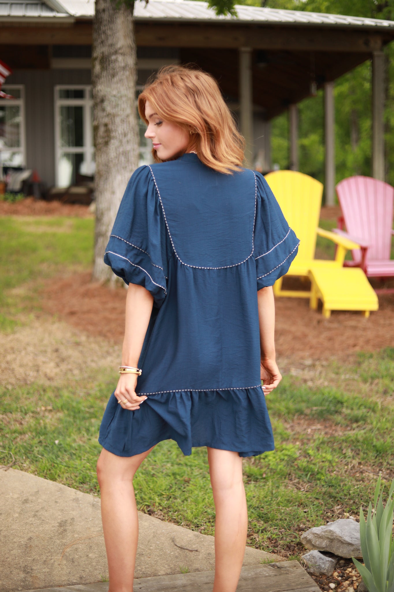 Puff Sleeve Tie Front Dress