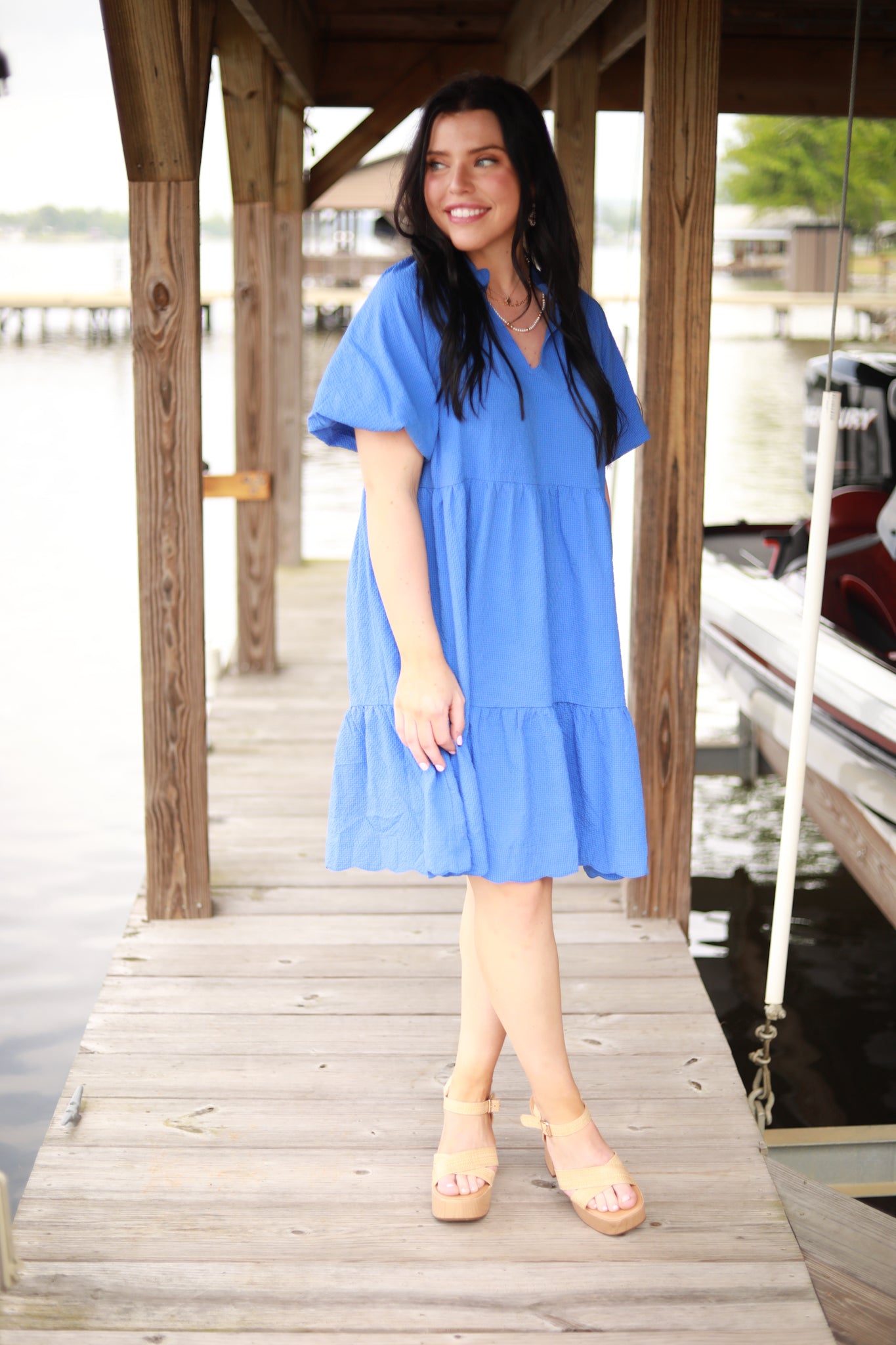 Scallop Hem Babydoll Dress