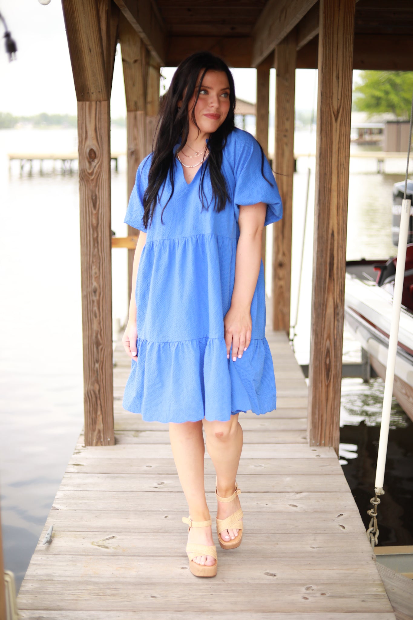 Scallop Hem Babydoll Dress
