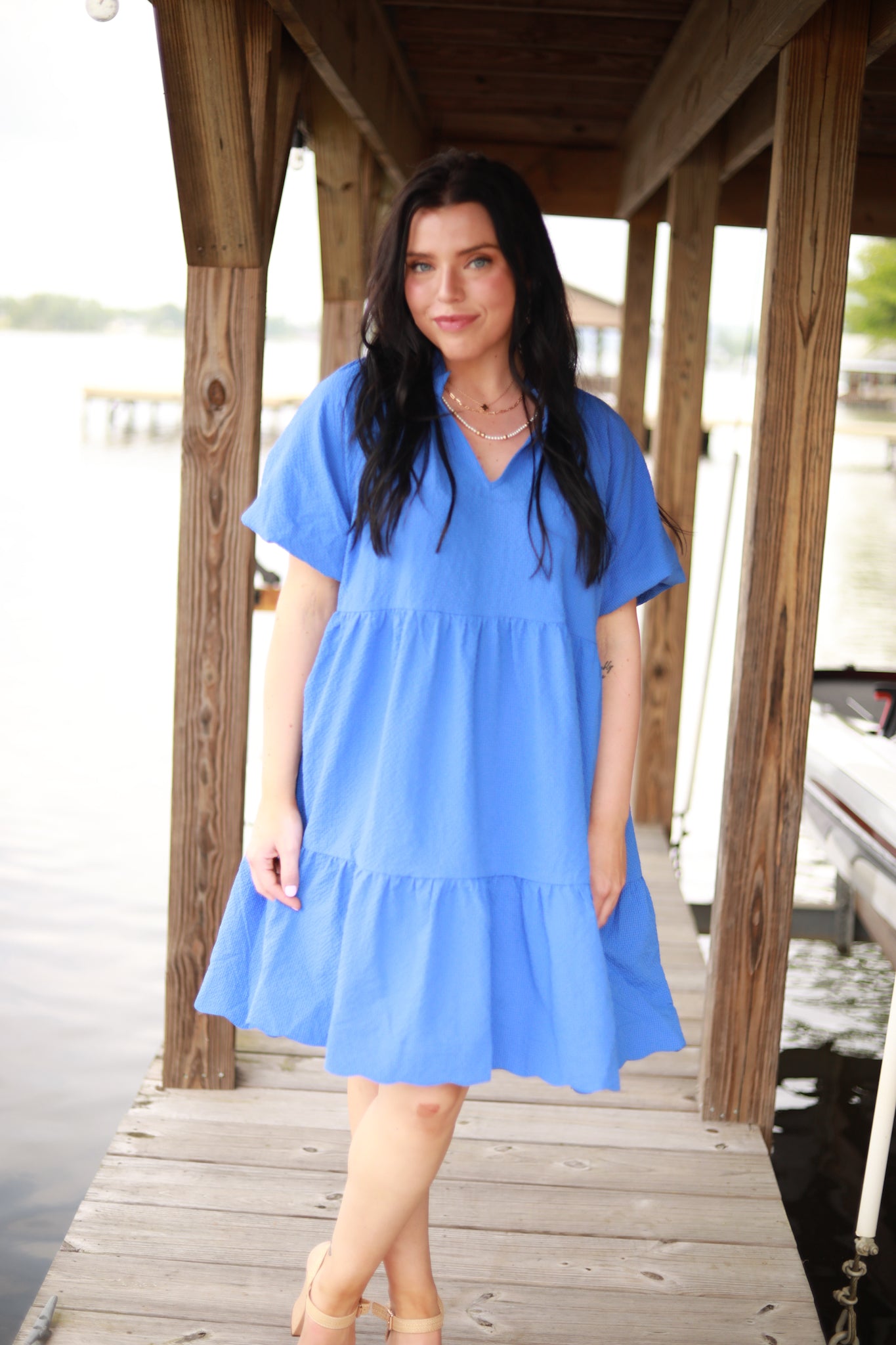 Scallop Hem Babydoll Dress