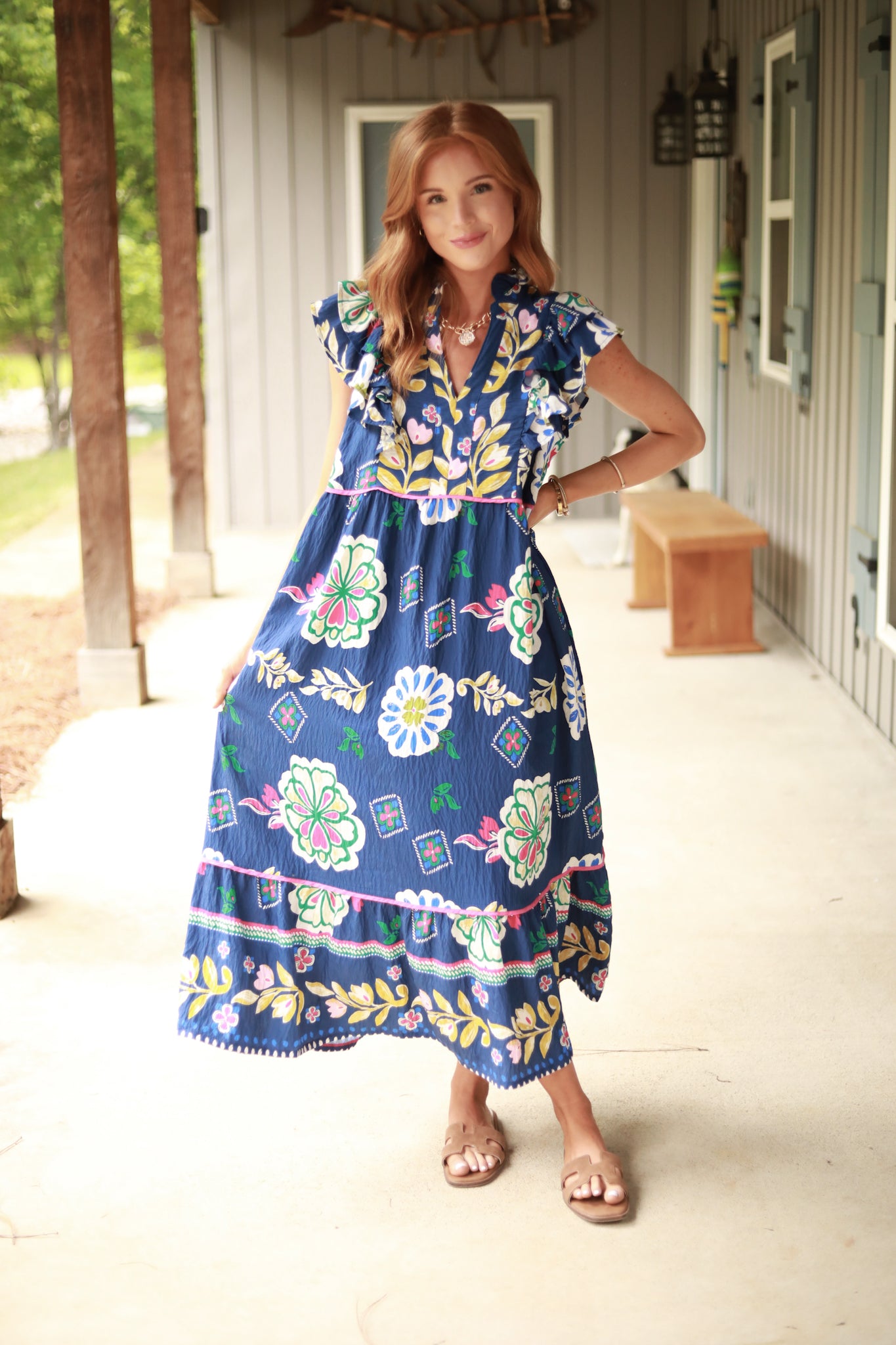 Bright Floral Midi Dress