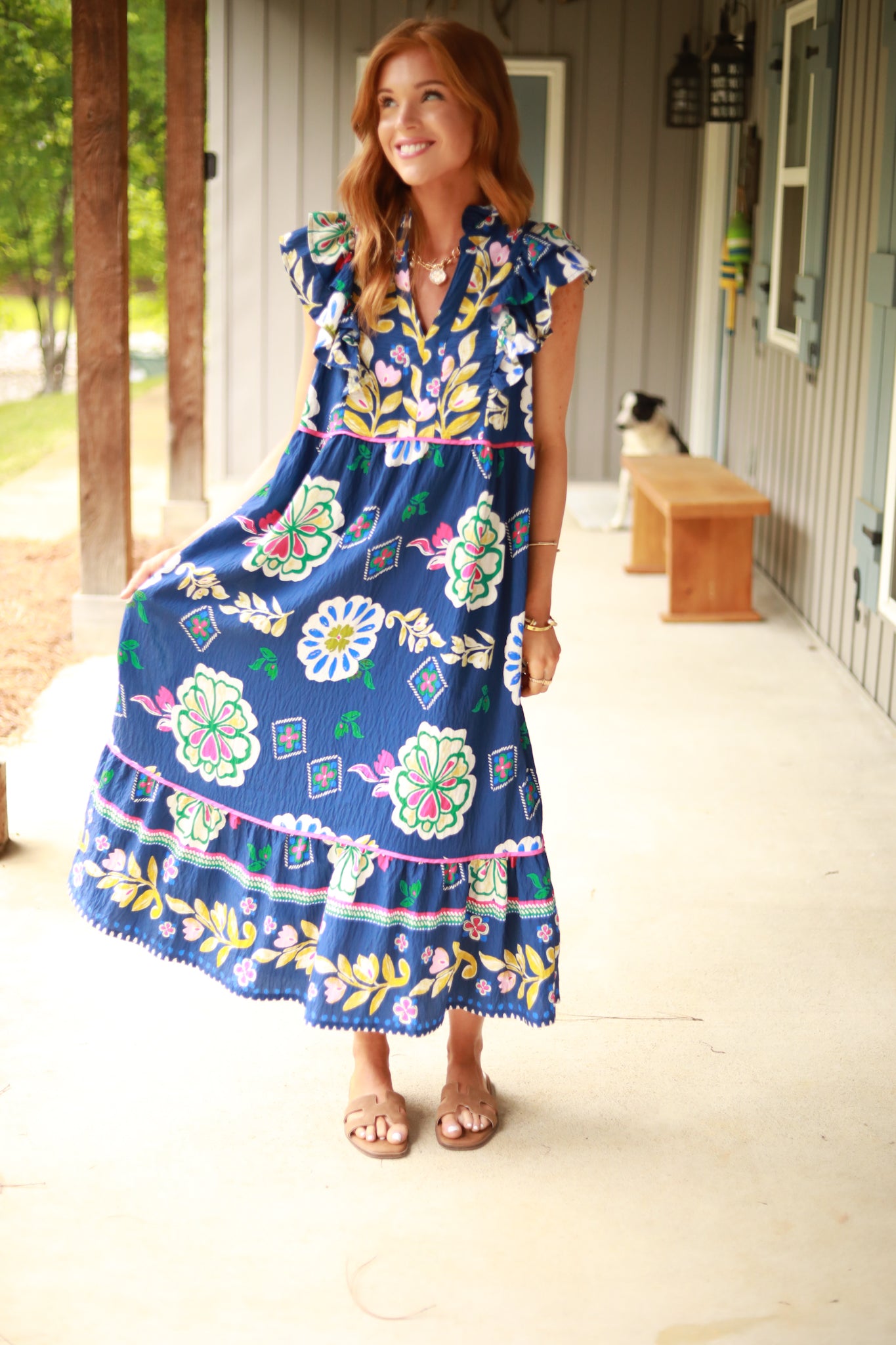 Bright Floral Midi Dress