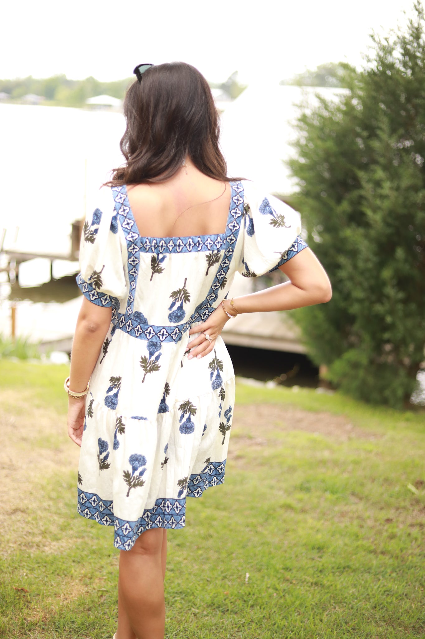 Floral Blue Trim Dress