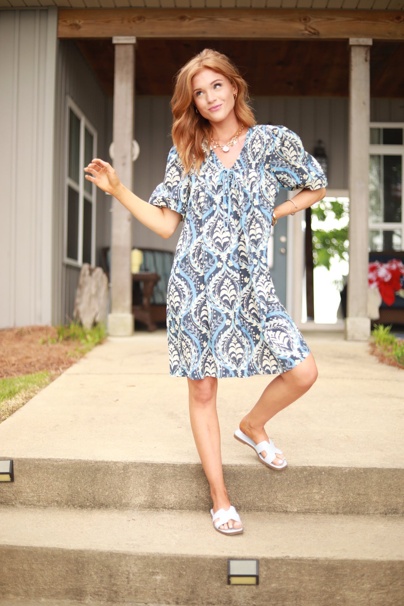 Puff Sleeve Flower Dress