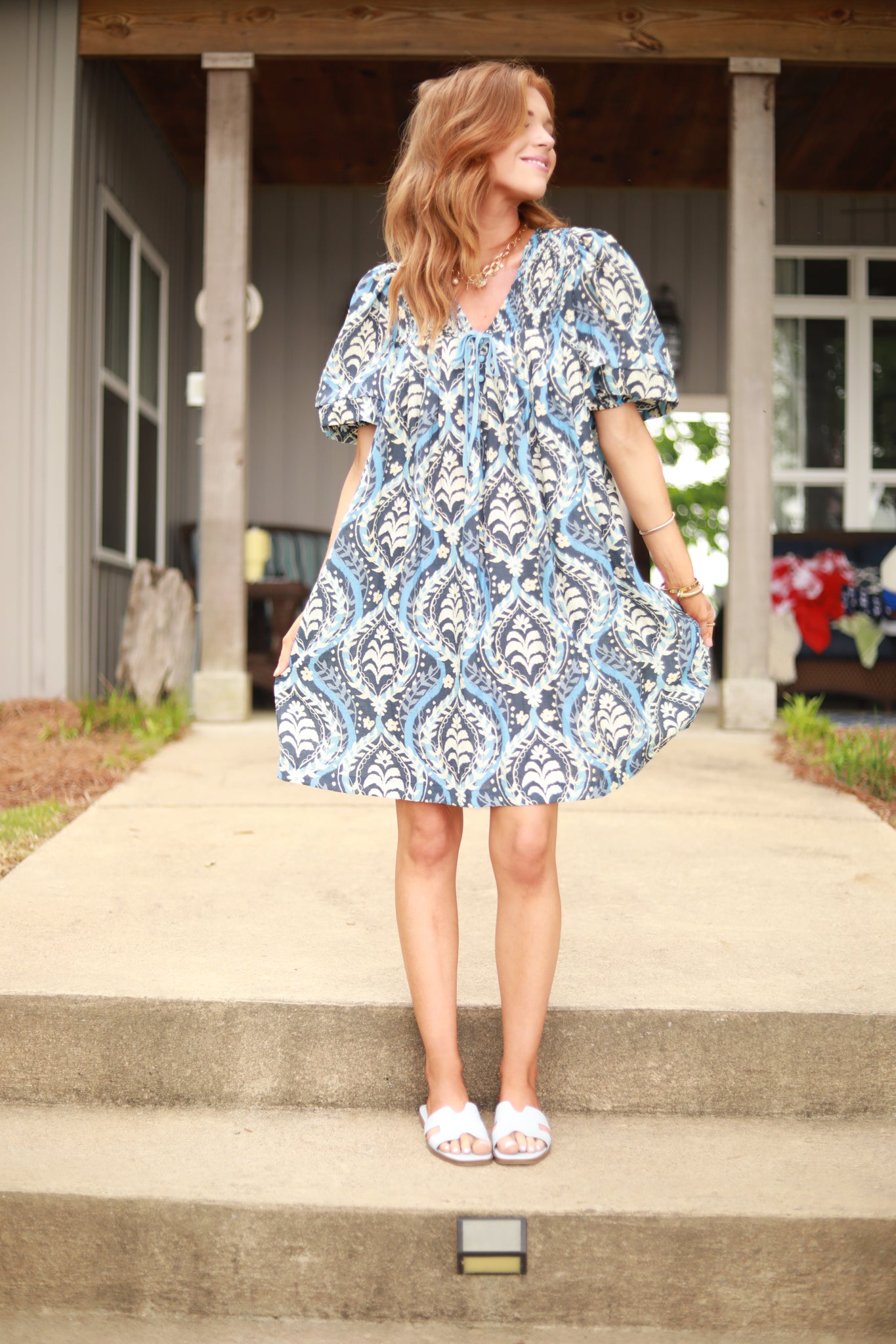 Puff Sleeve Flower Dress