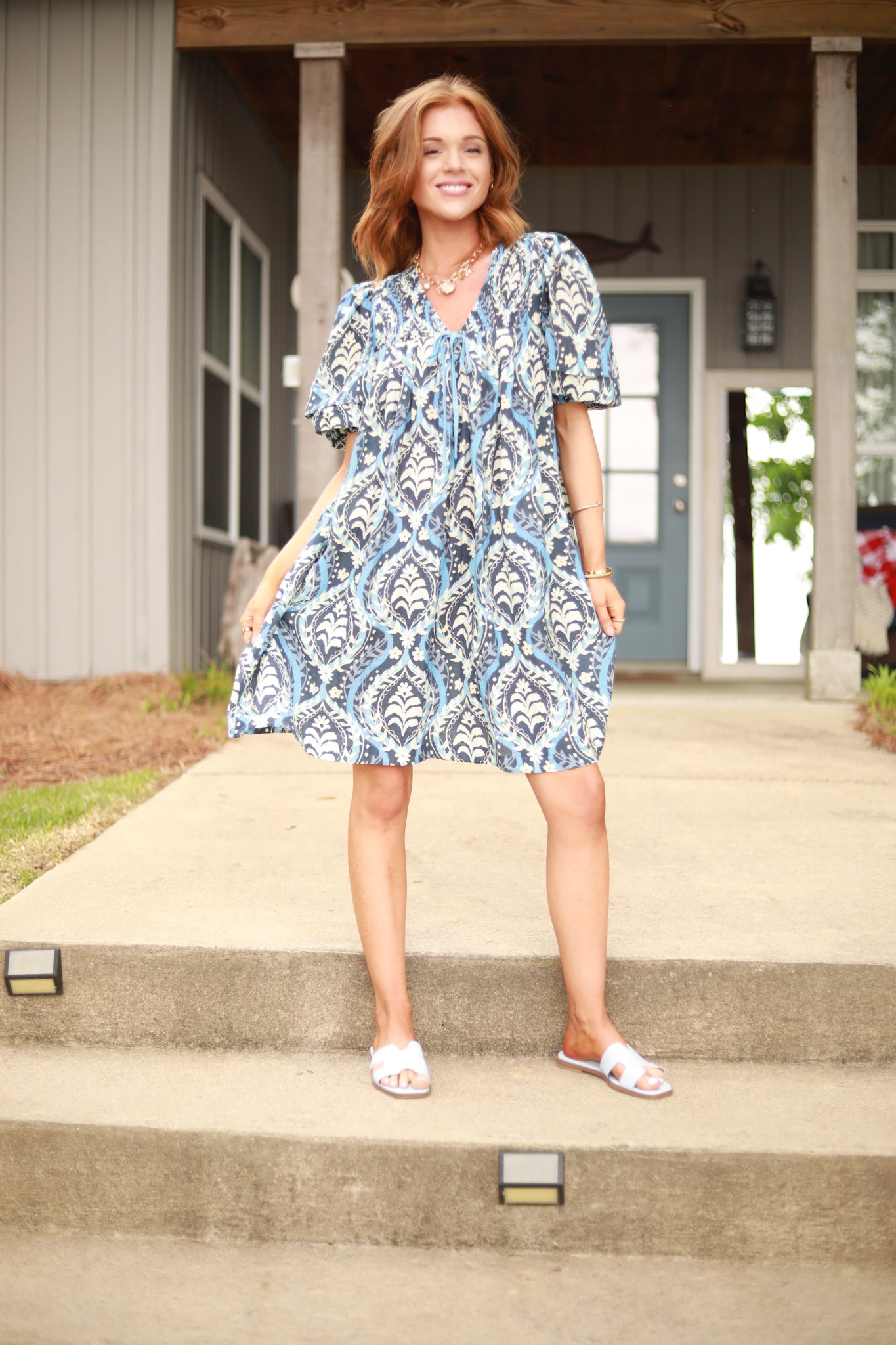 Puff Sleeve Flower Dress