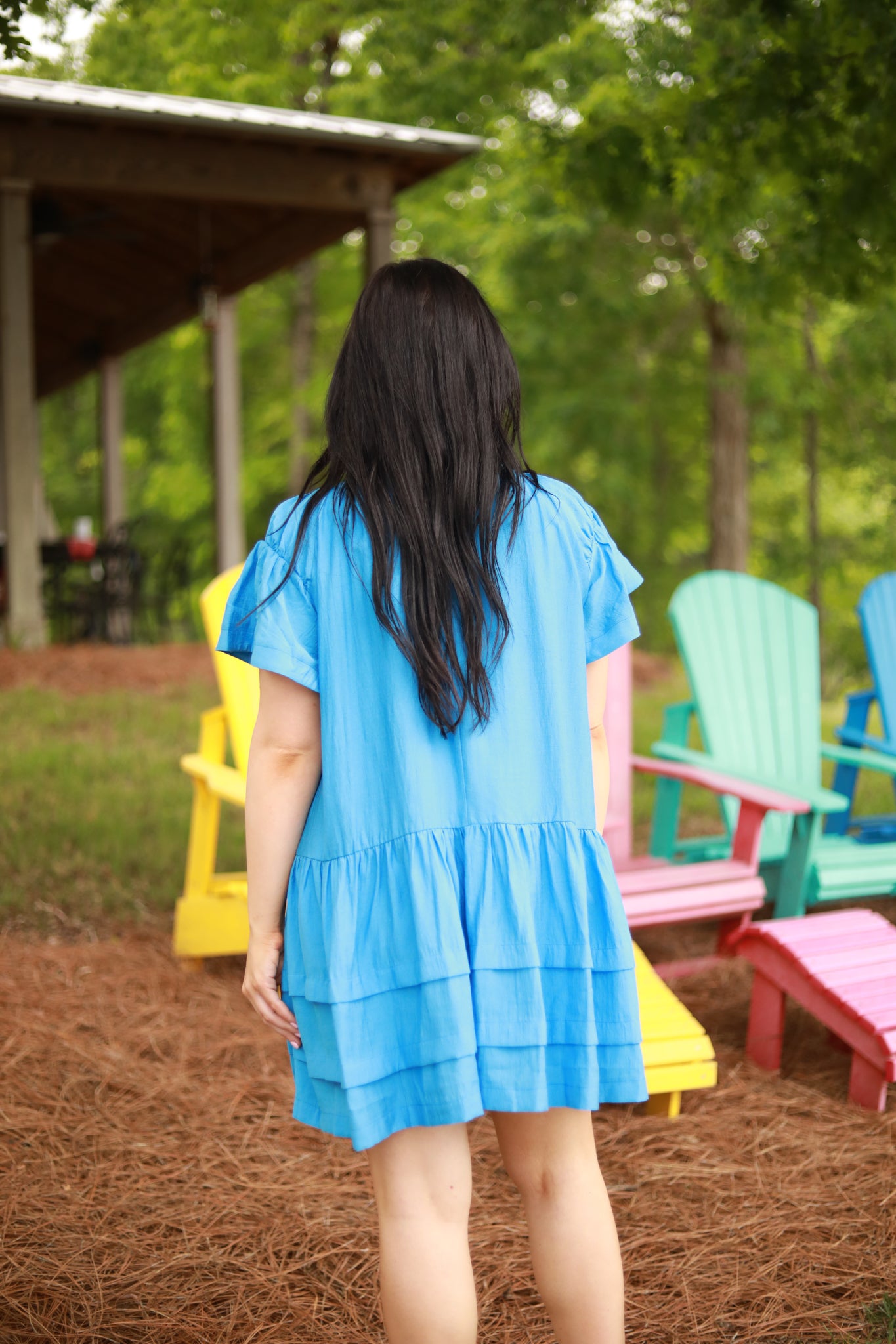 Solid Ruffle High Low Dress