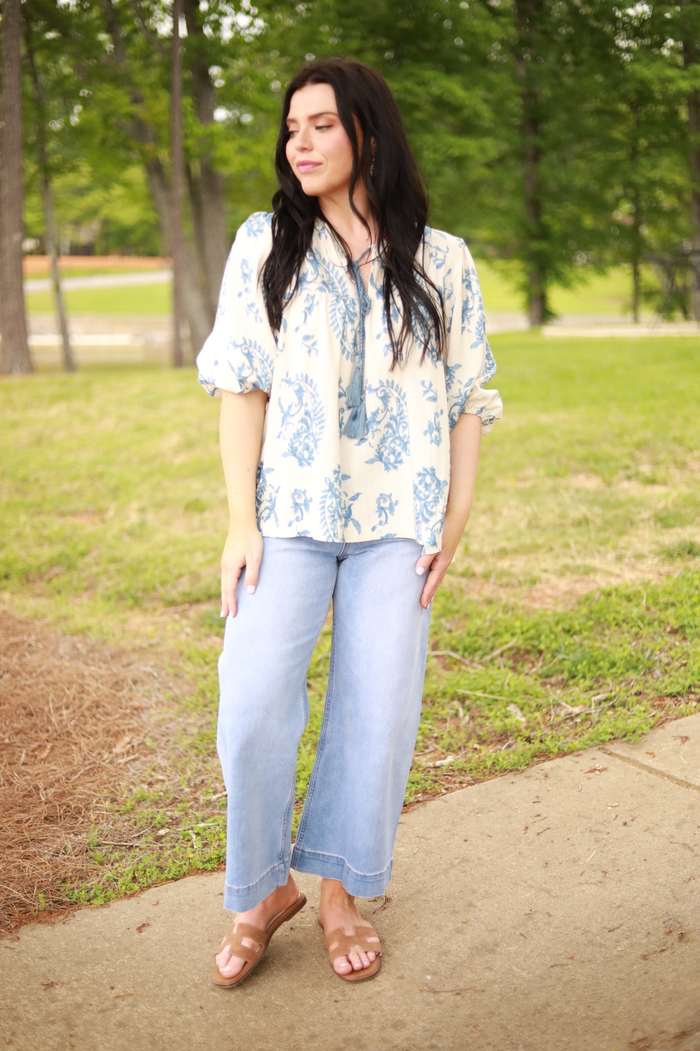 Paisley Tie Neck Top