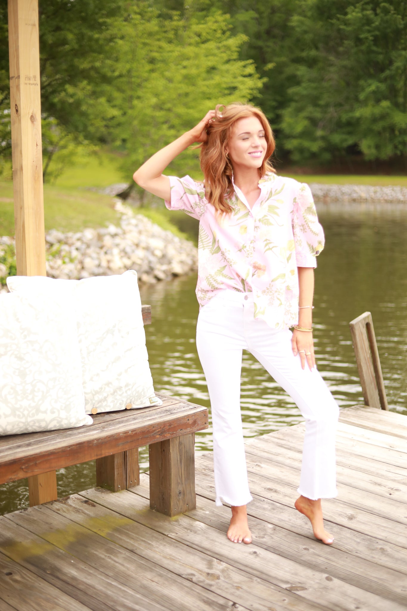 Fern Floral Print Top