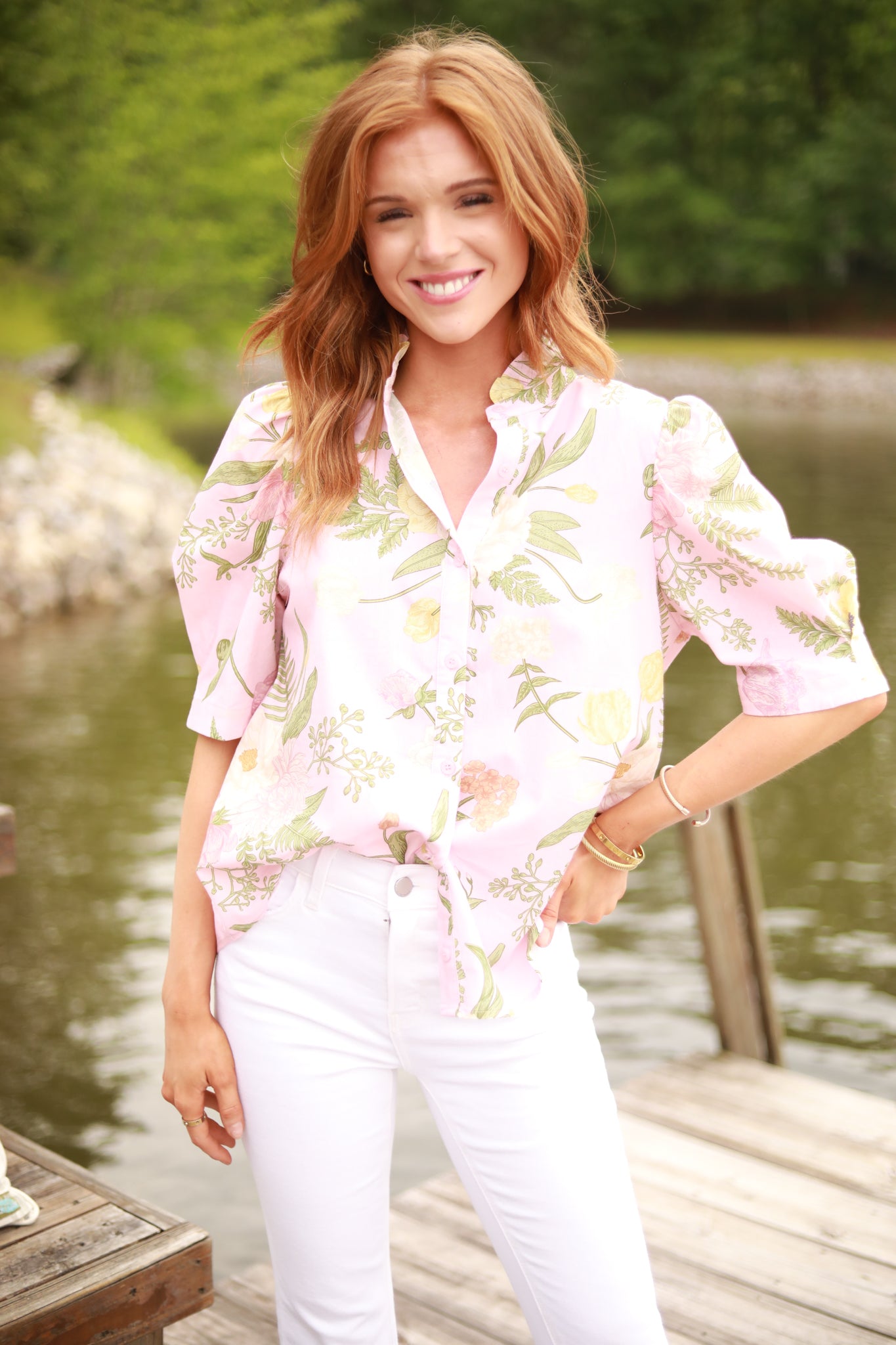 Fern Floral Print Top