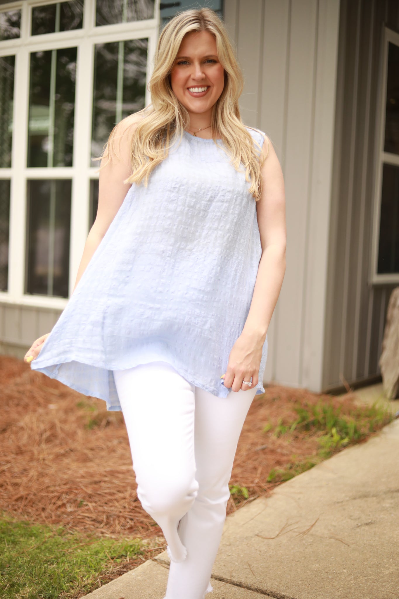 Shadow Waffle Linen Tank