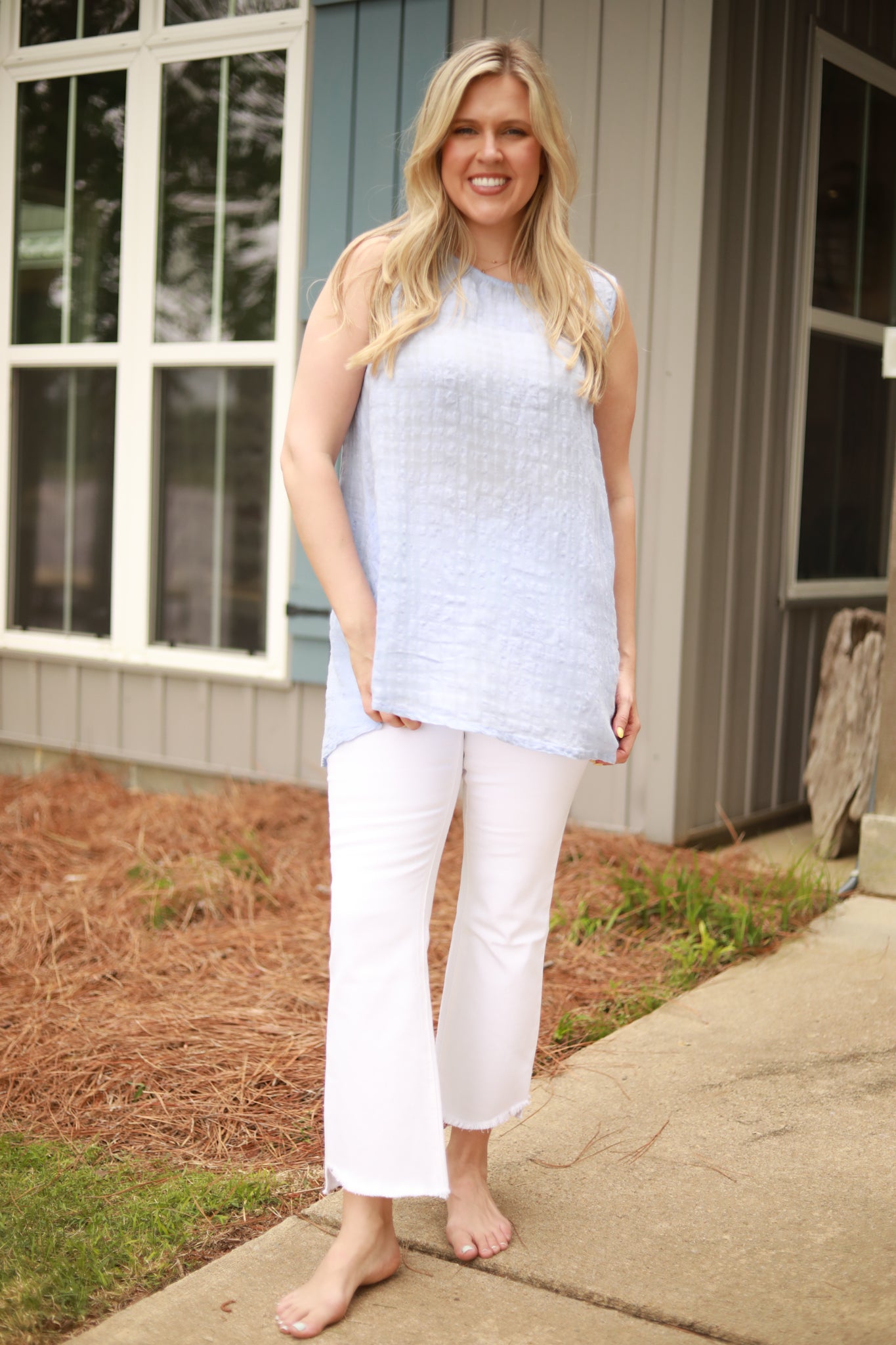 Shadow Waffle Linen Tank