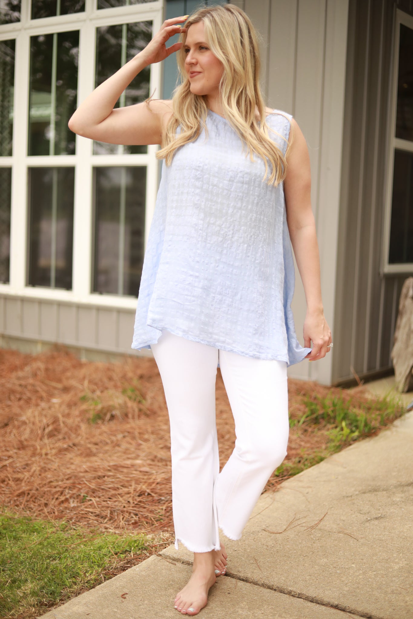 Shadow Waffle Linen Tank