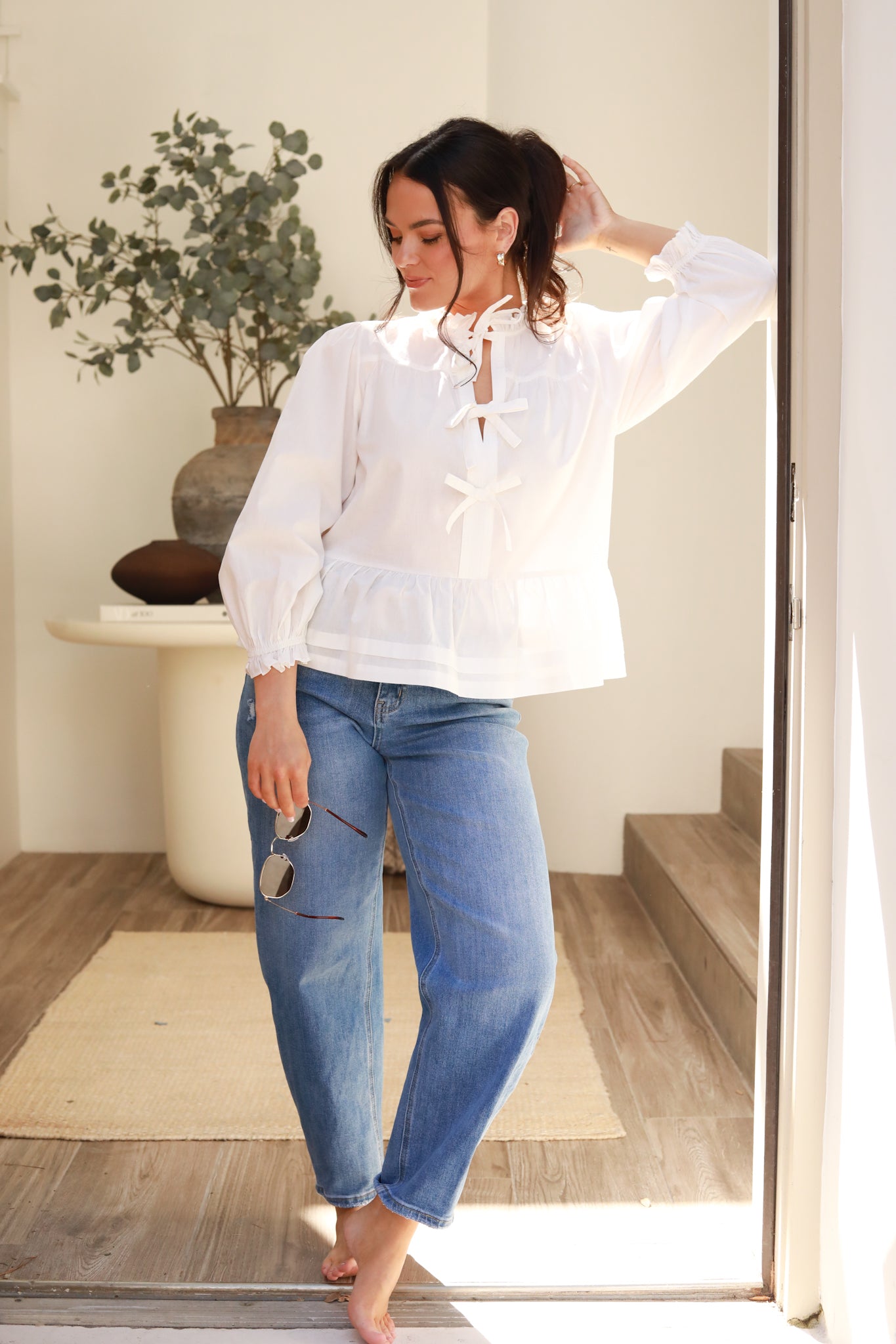 Ruffle Tie Front Top