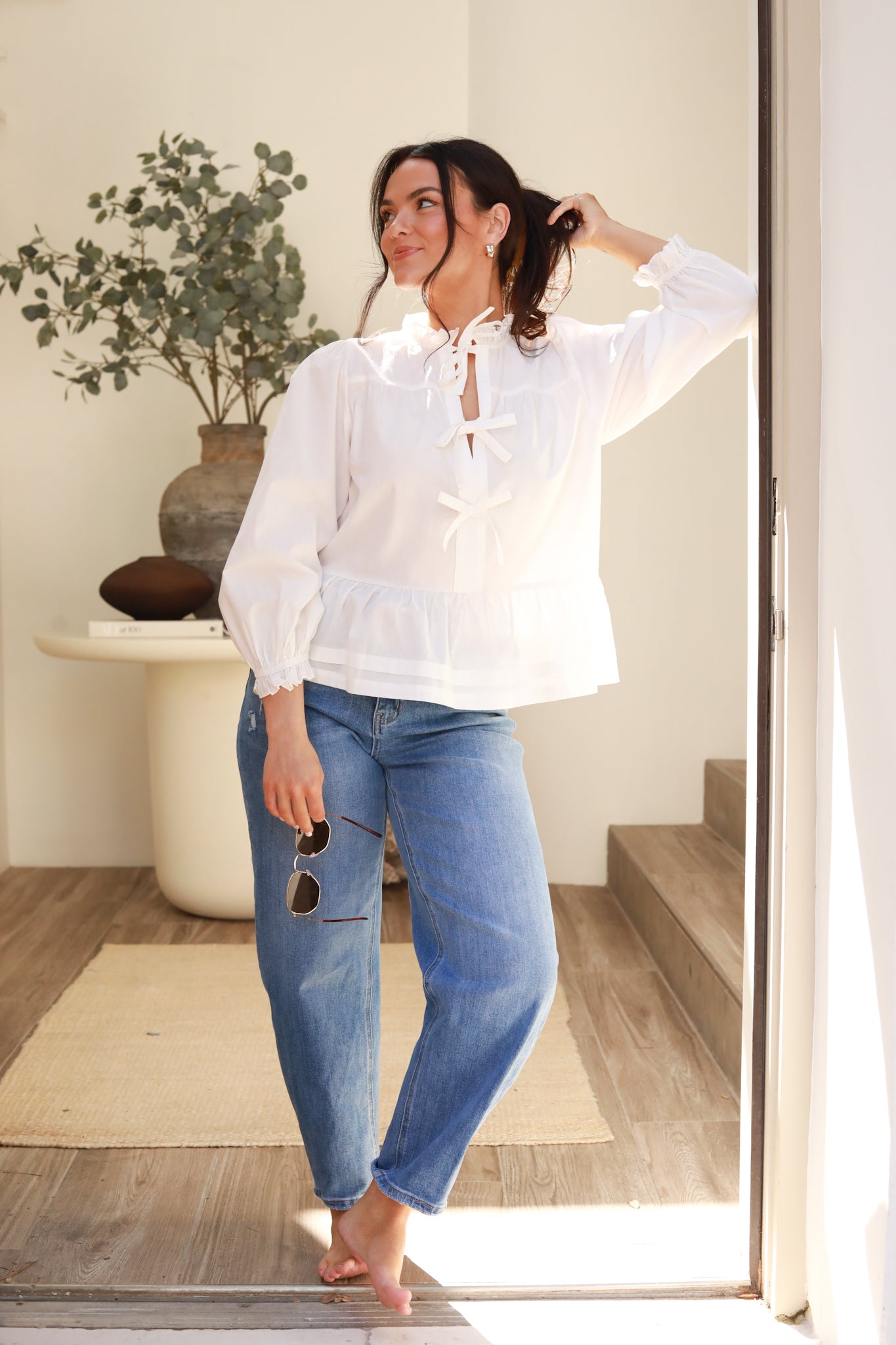 Ruffle Tie Front Top