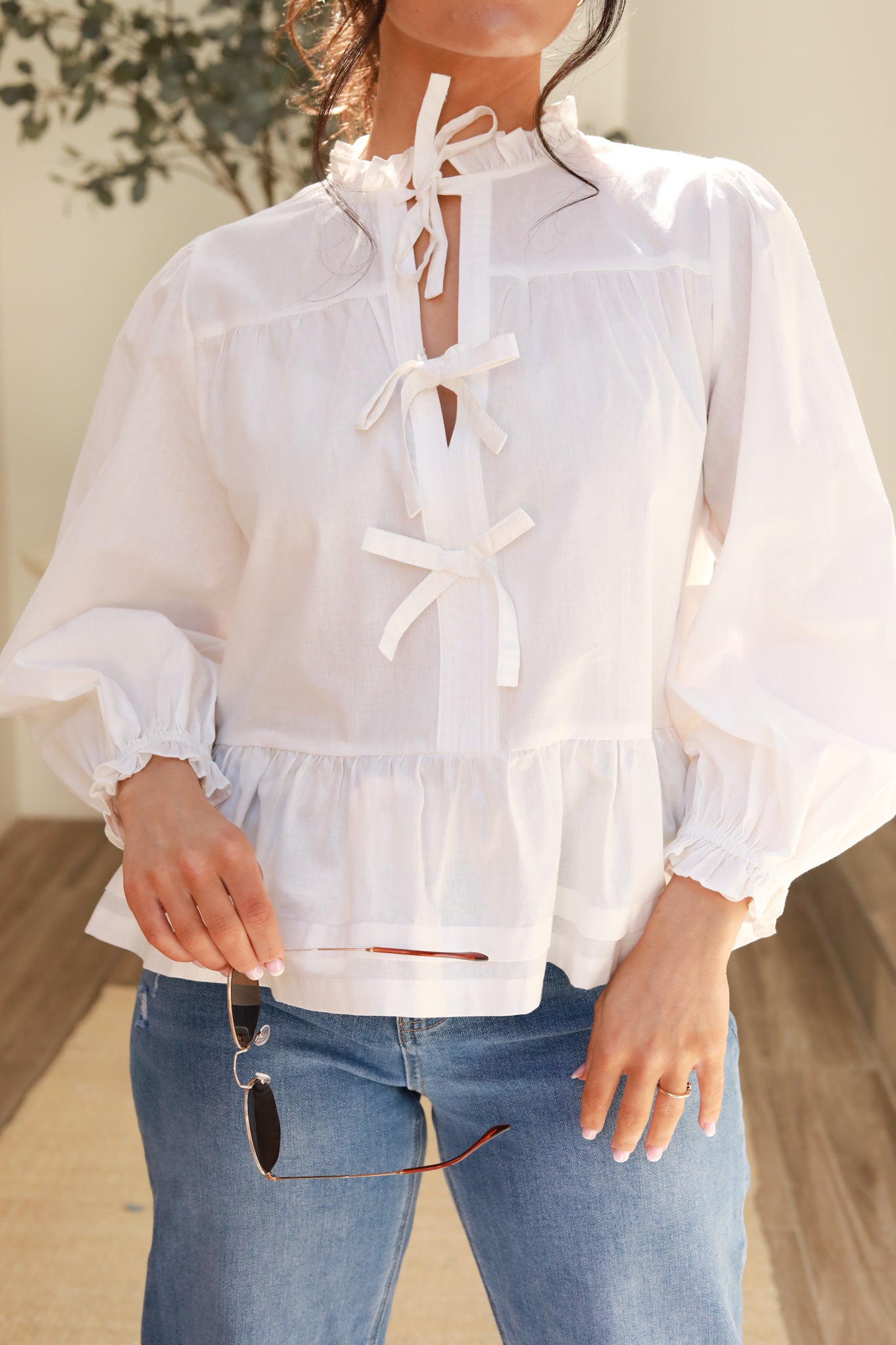 Ruffle Tie Front Top