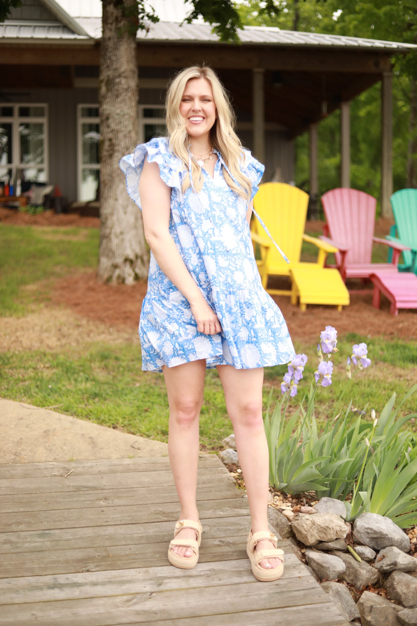 White Floral Ruffle Dress