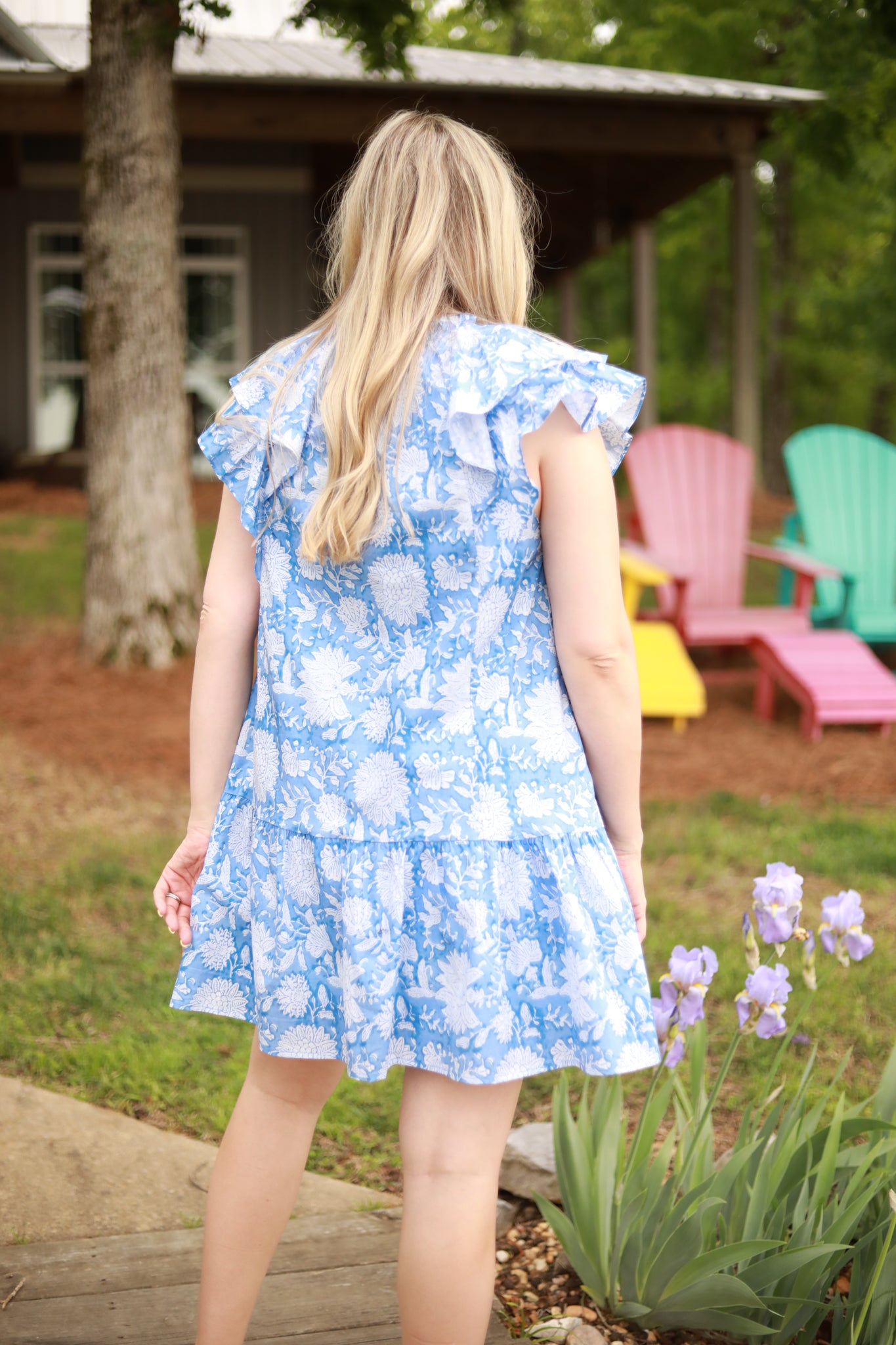 White Floral Ruffle Dress
