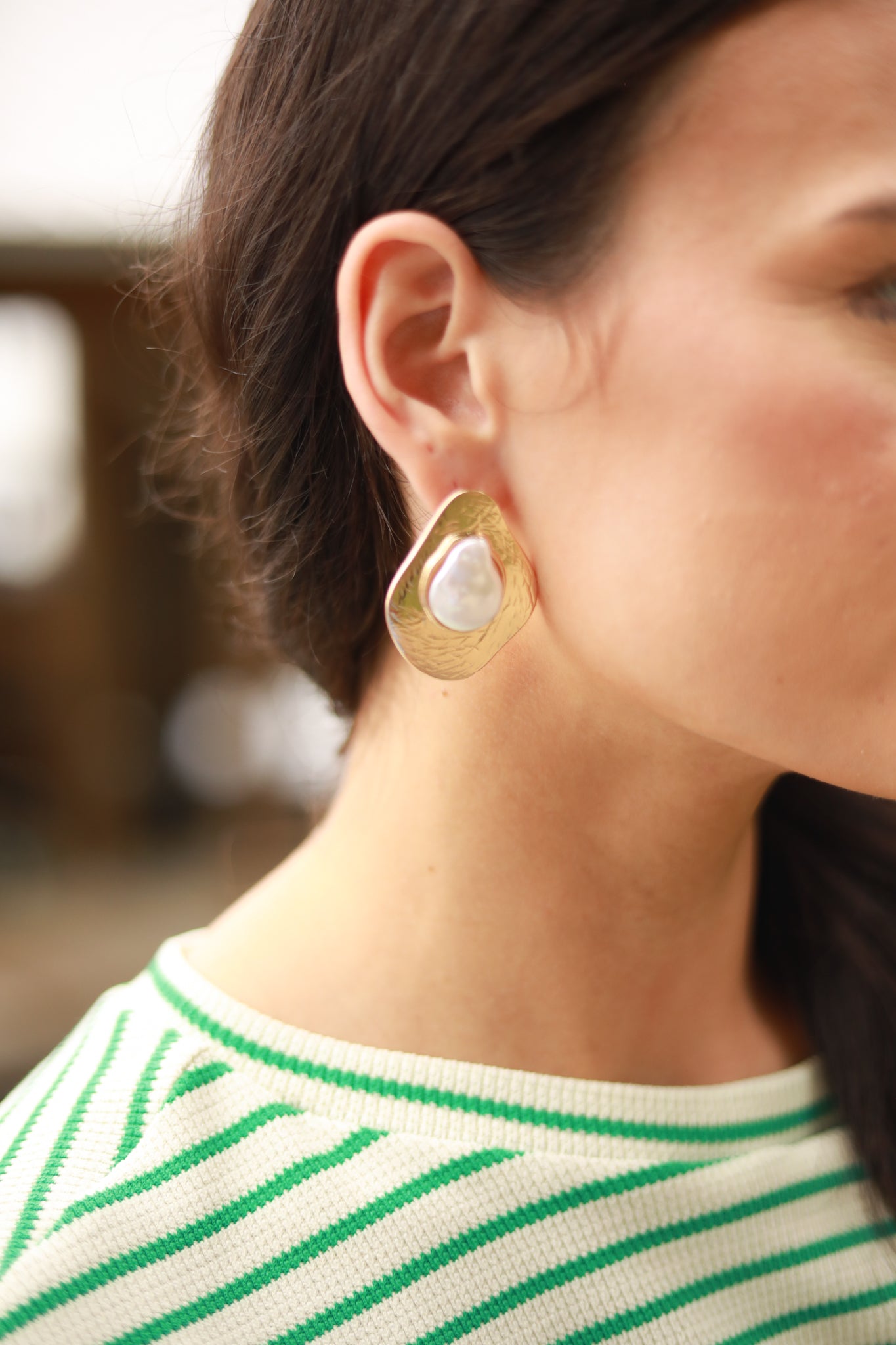 Abstract Pearl Metal Earrings