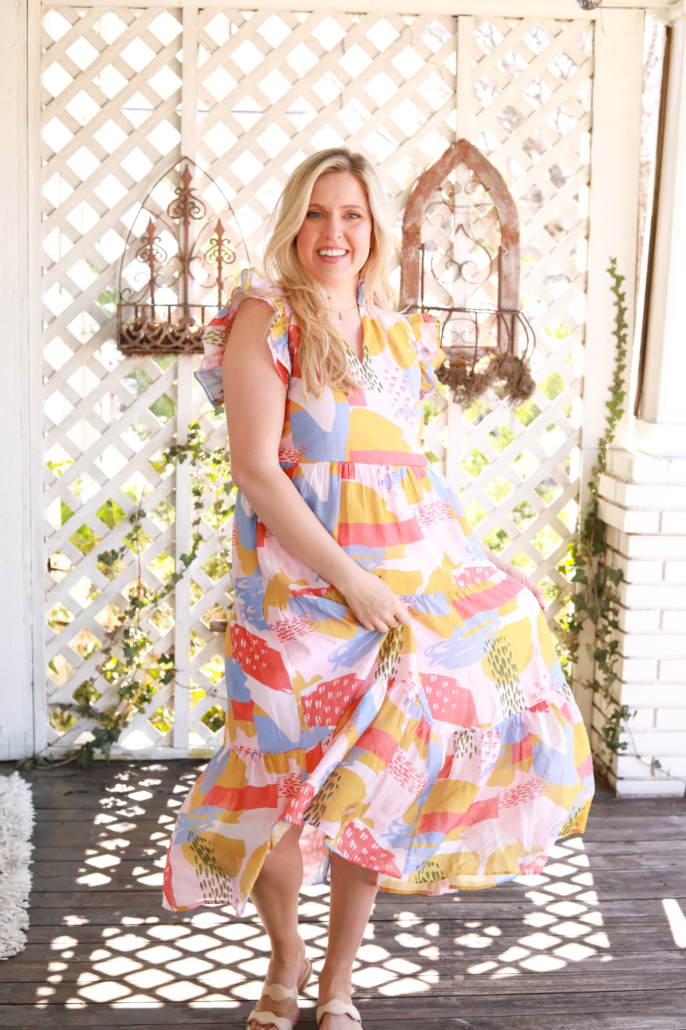 Sleeveless Printed Midi Dress