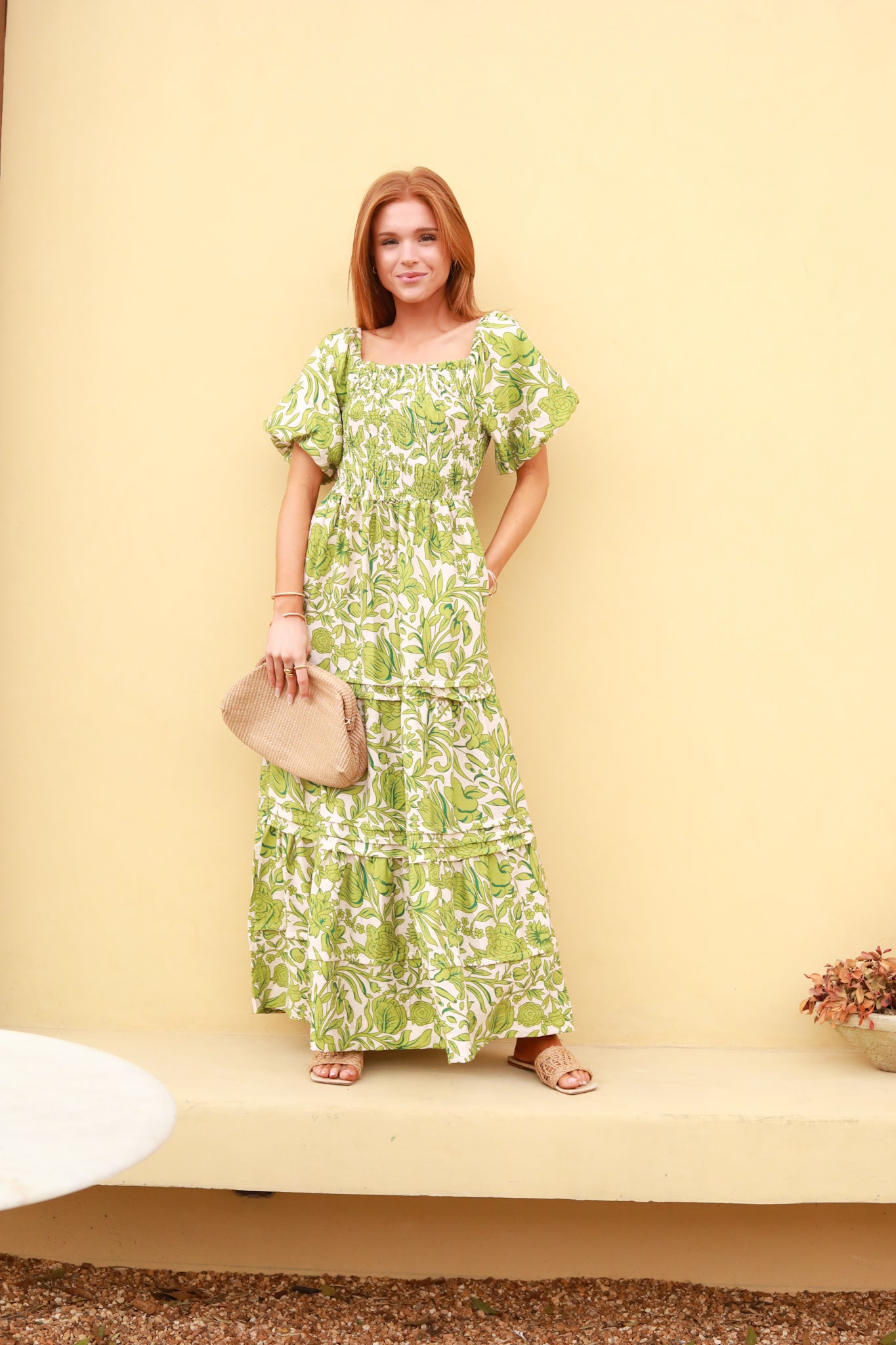 Floral Puff Sleeve Midi Dress