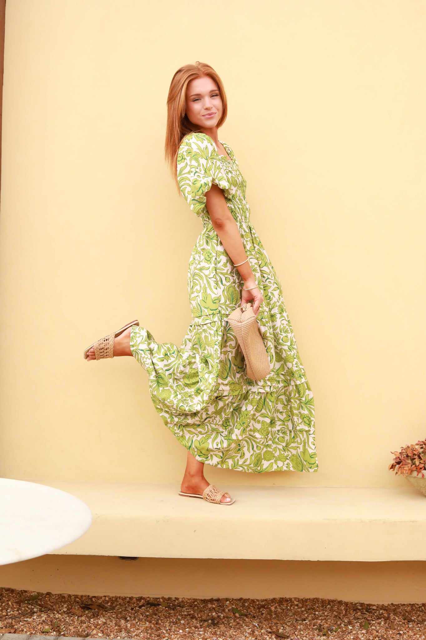 Floral Puff Sleeve Midi Dress