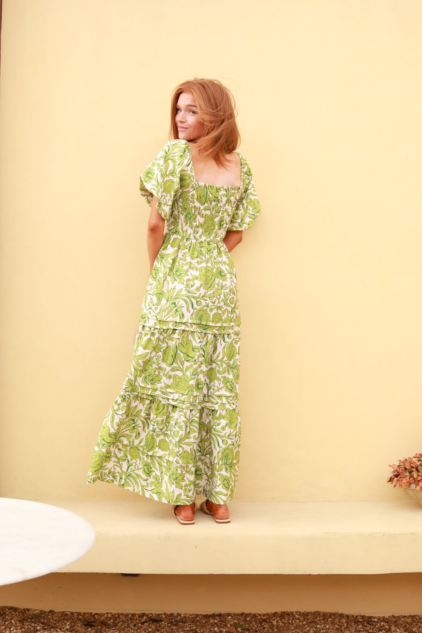 Floral Puff Sleeve Midi Dress