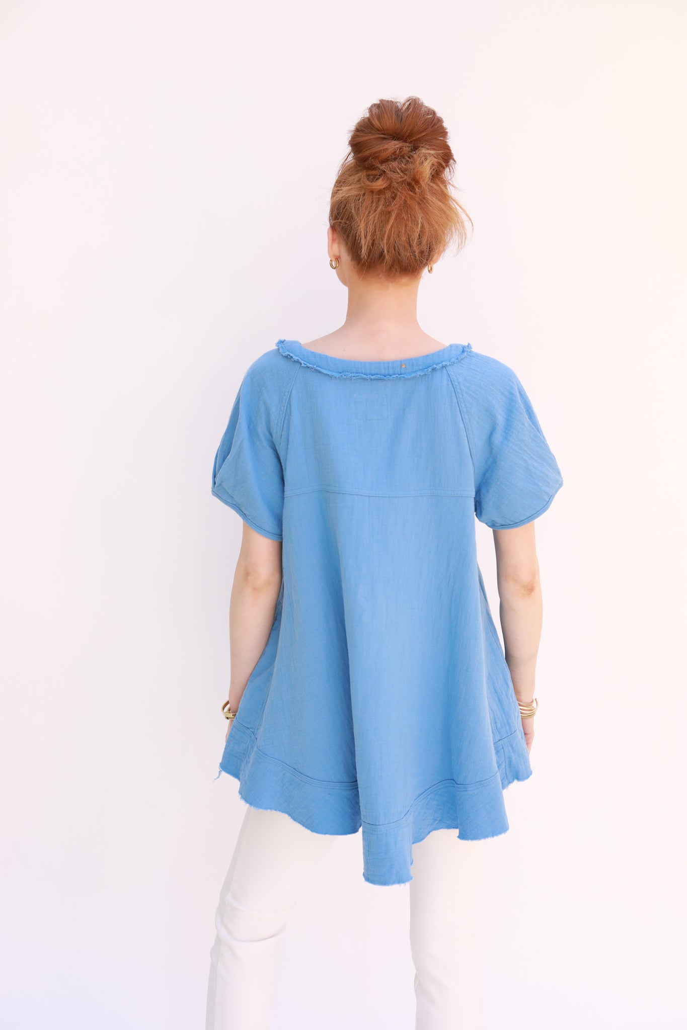 Crinkle Square Yoke Swing Top