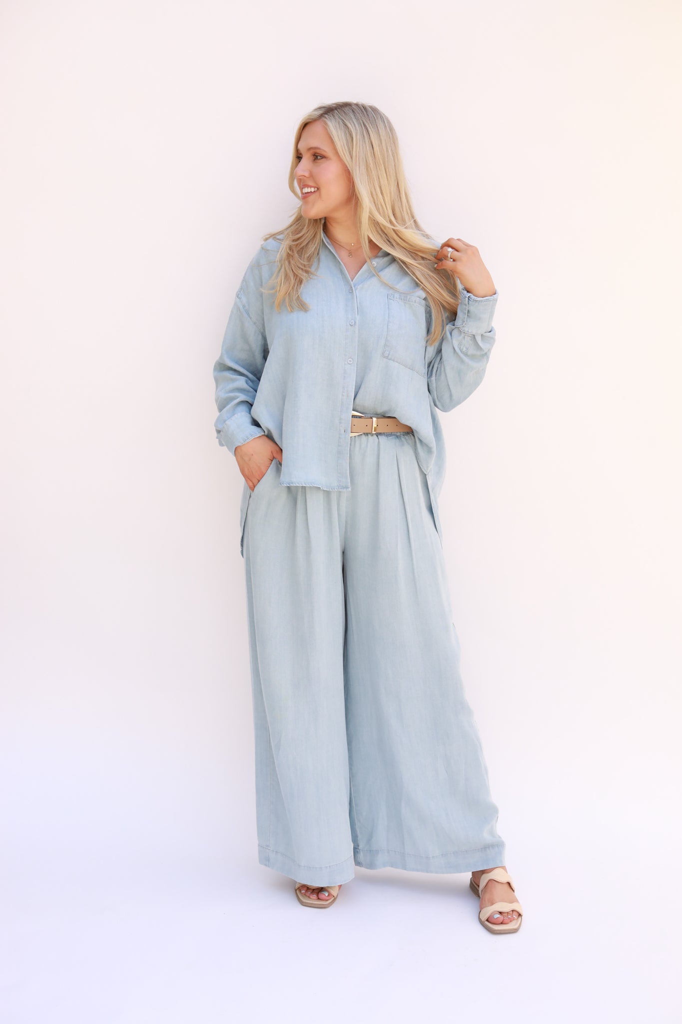 Chambray Elastic Waist Pant