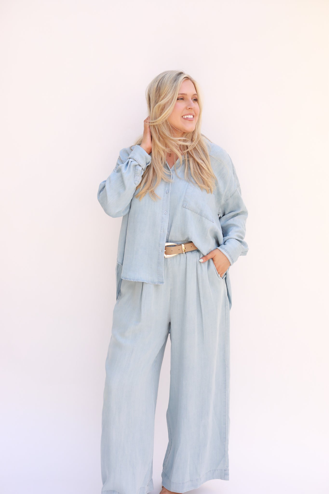 Chambray Elastic Waist Pant