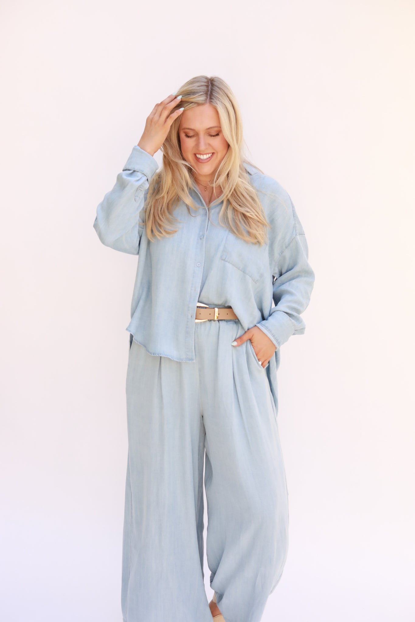 Chambray Elastic Waist Pant