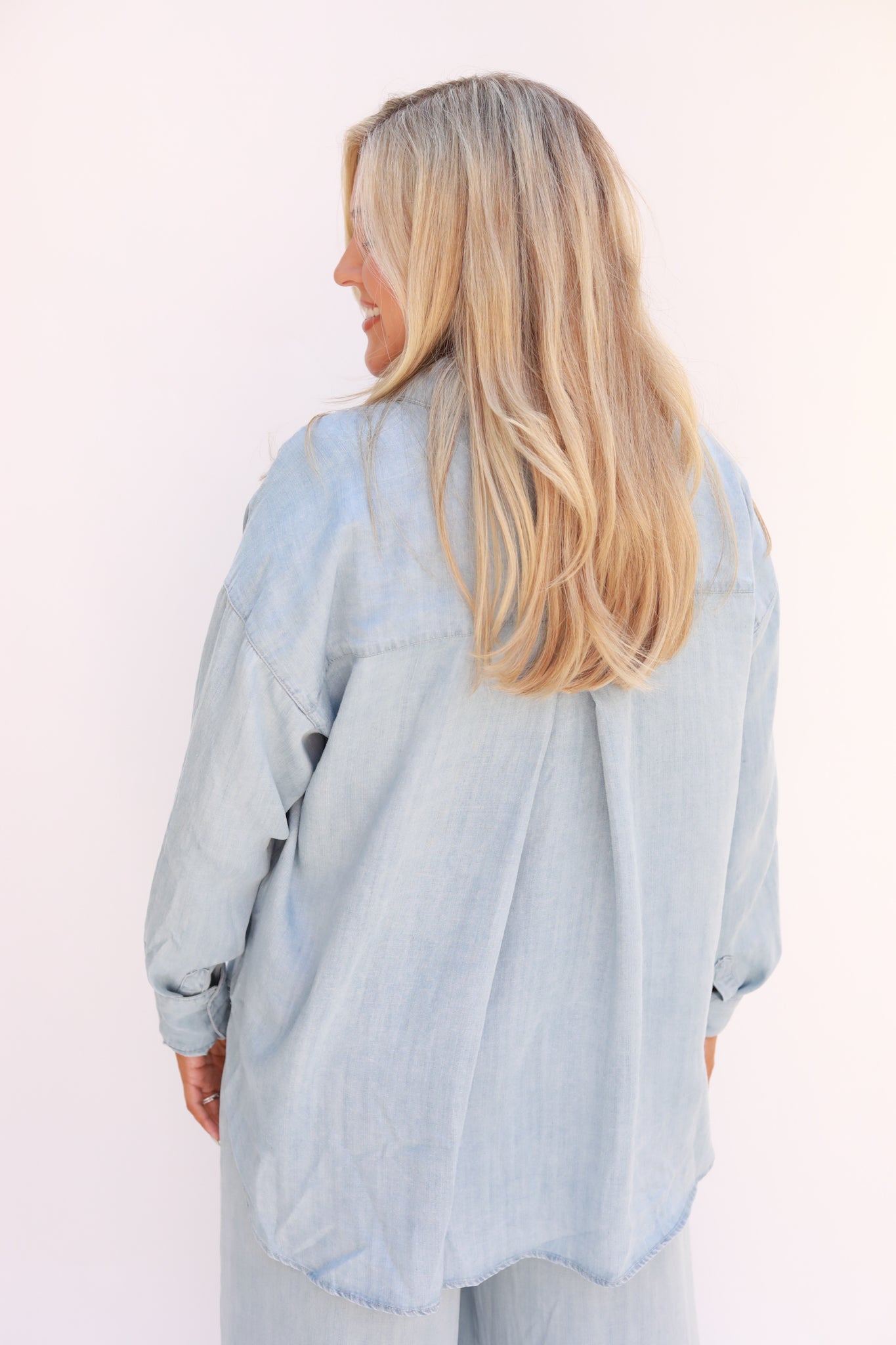 Chambray Button Front Top