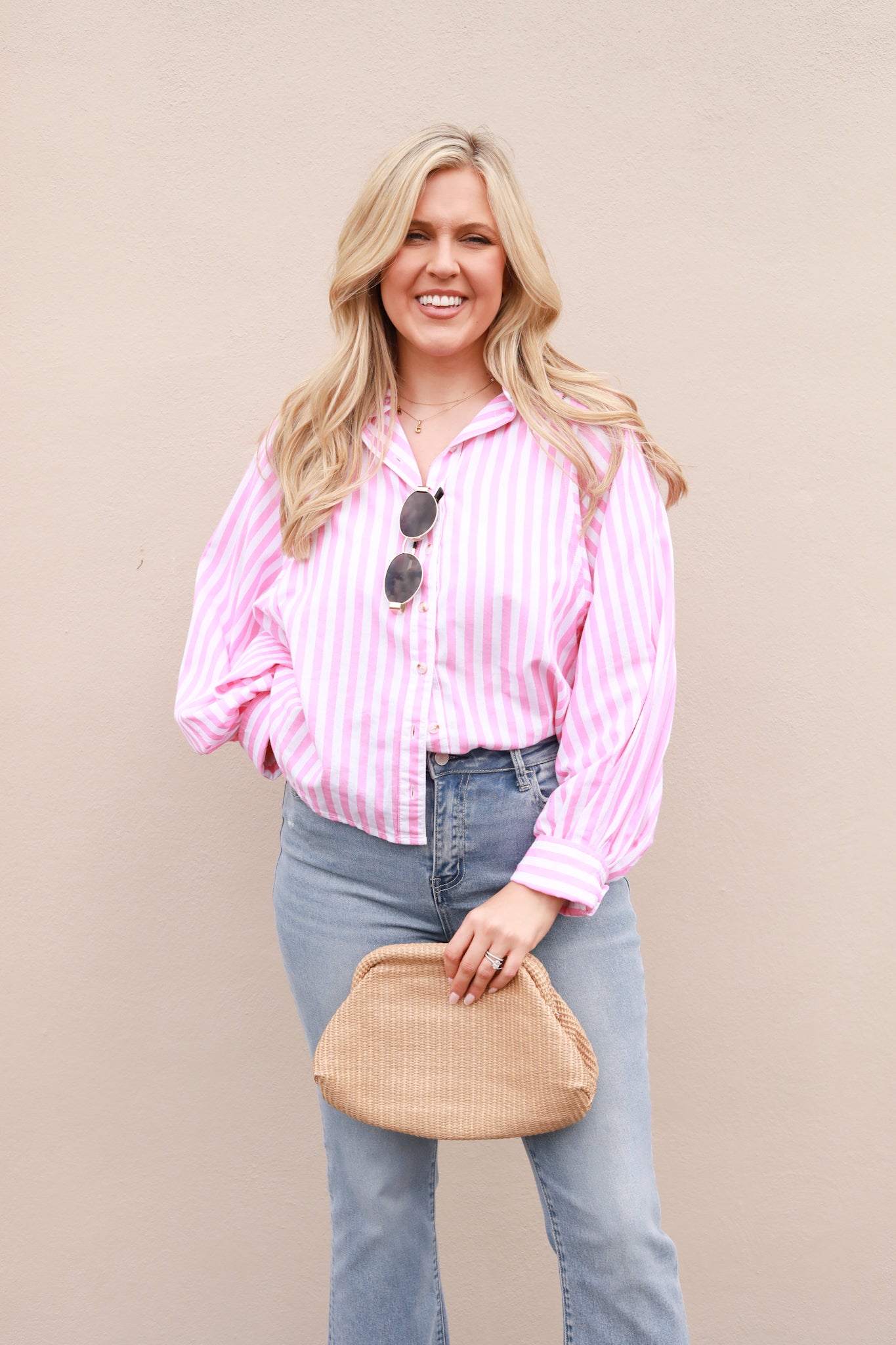 Bat Sleeve Stripe Buttondown