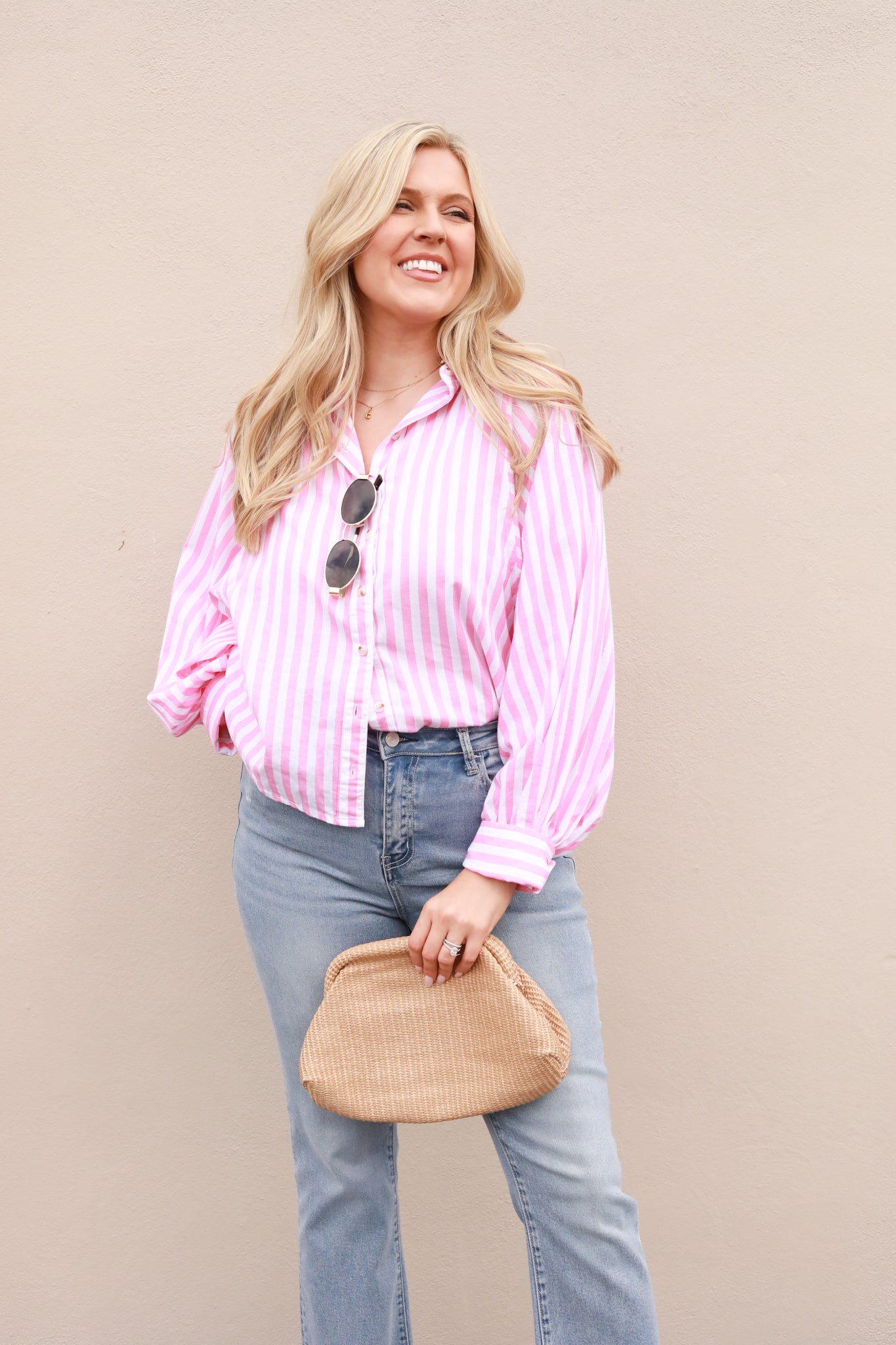 Bat Sleeve Stripe Buttondown