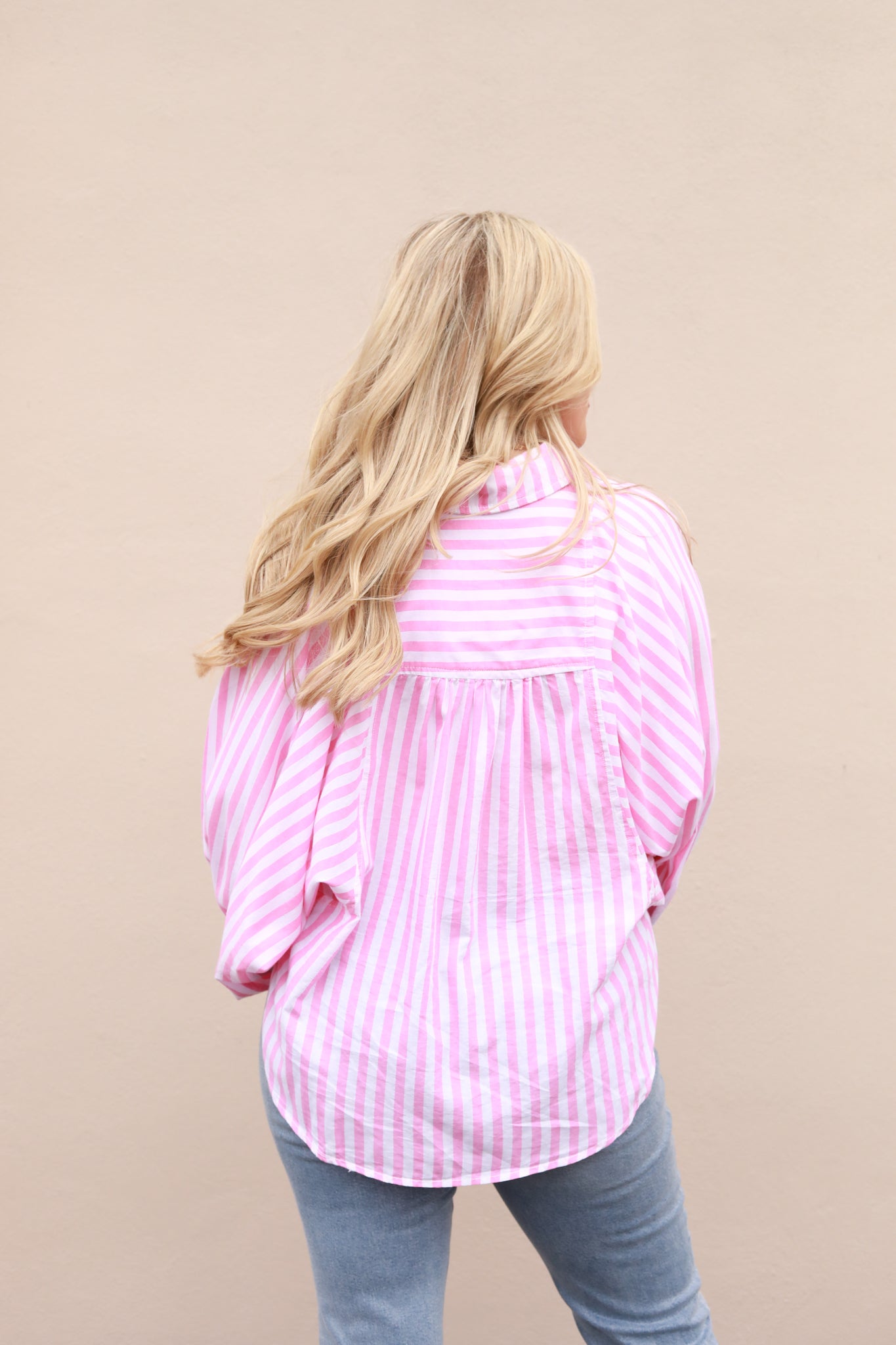 Bat Sleeve Stripe Buttondown