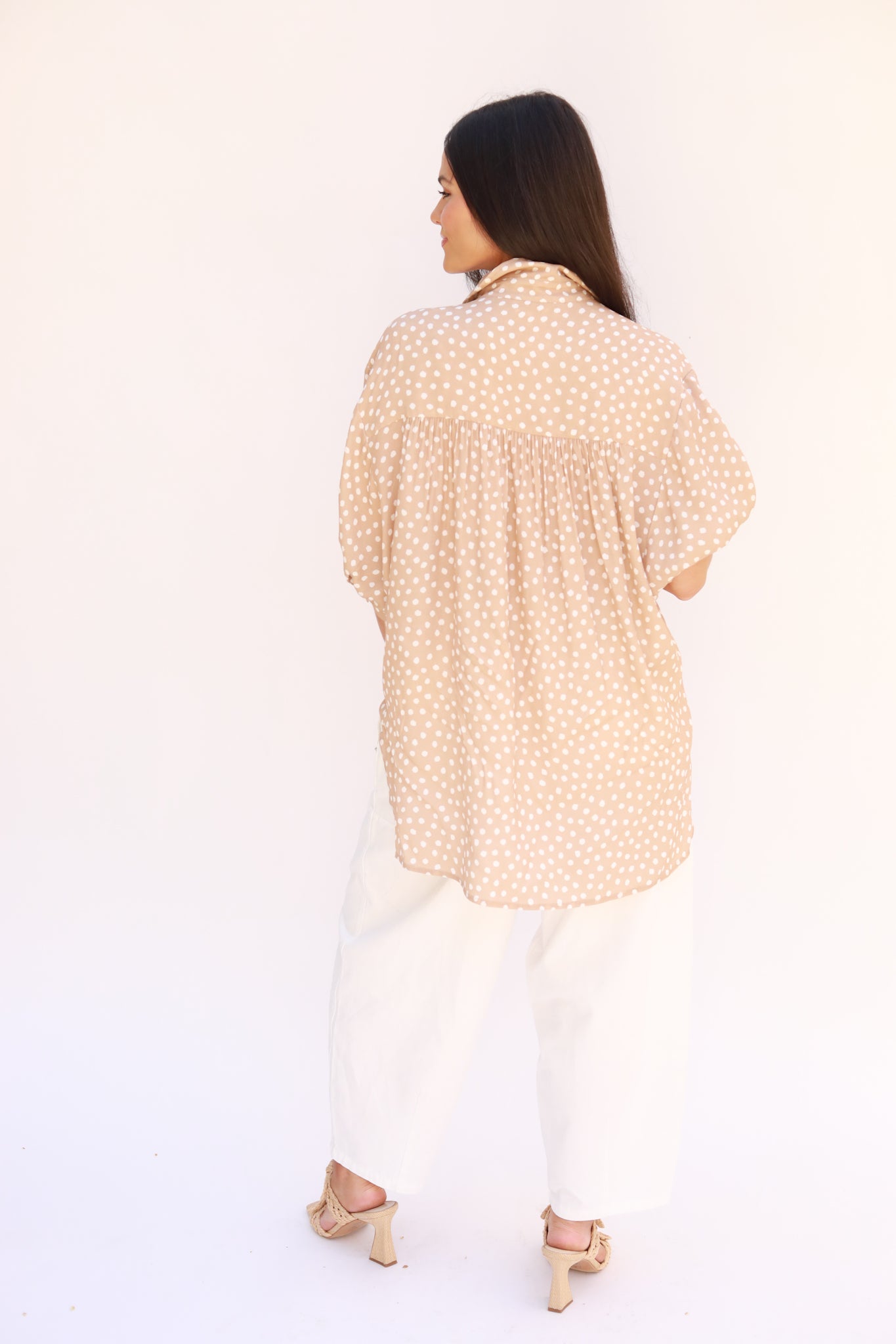 Polka Dot Button Front Top